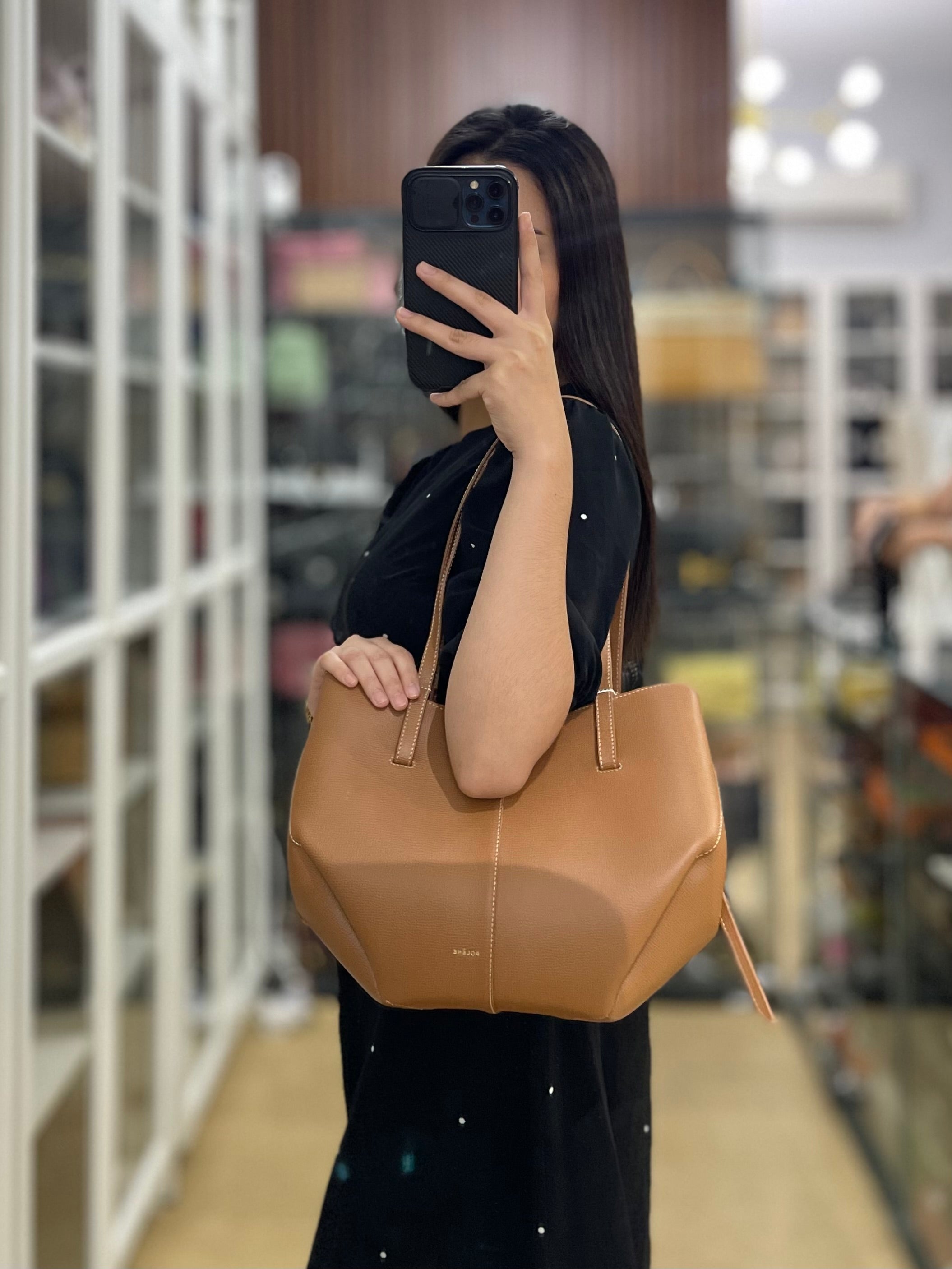 Cyme Mini In Camel Graine Leather | Purse Maison Luxury Bags Shop