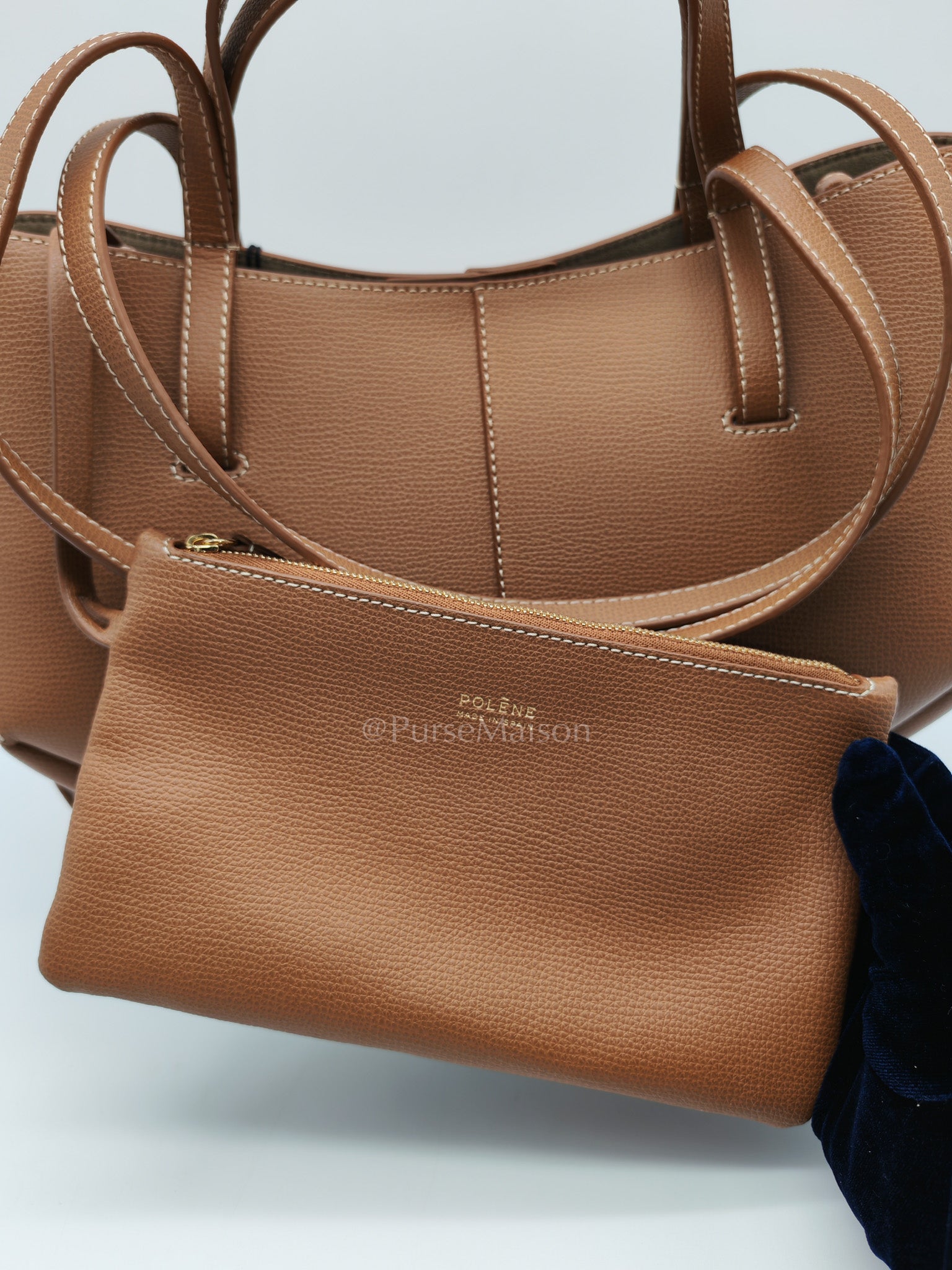 Cyme Mini in Camel Grained Leather | Purse Maison Luxury Bags Shop