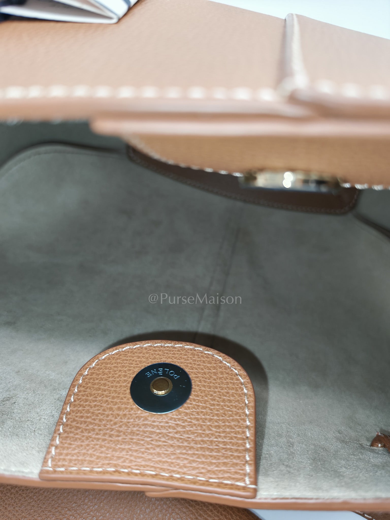 Cyme Mini in Camel Grained Leather | Purse Maison Luxury Bags Shop