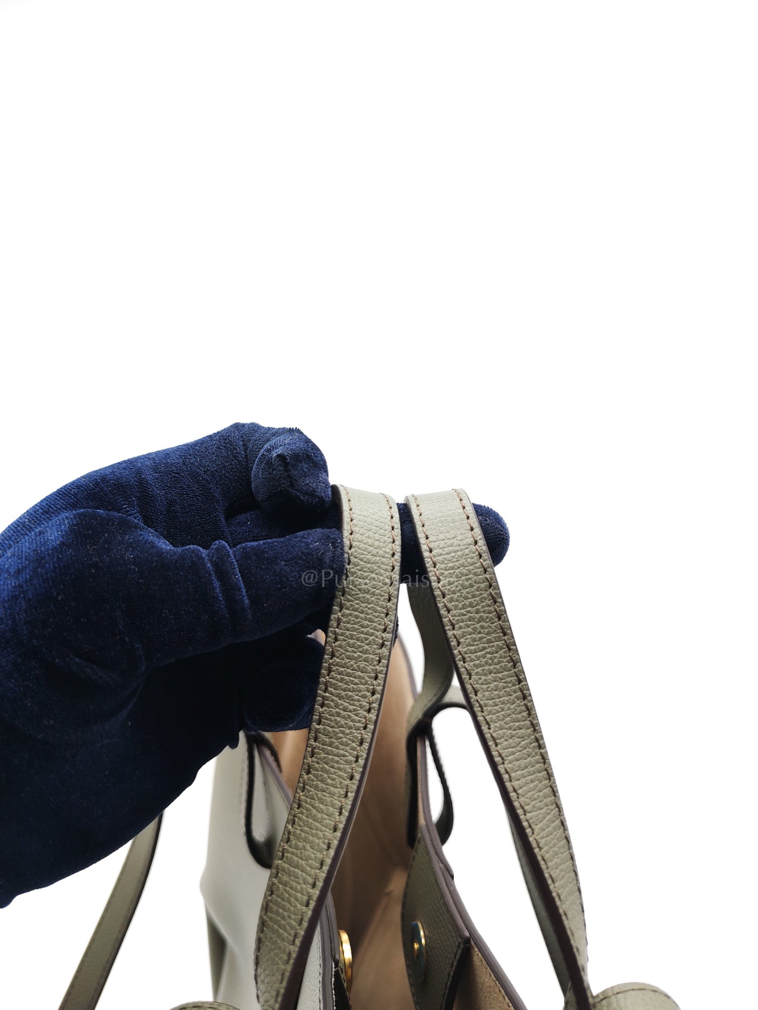 Cyme Shoulder Bag Large in Smoky Green Texture Leather | Purse Maison Luxury Bags Shop