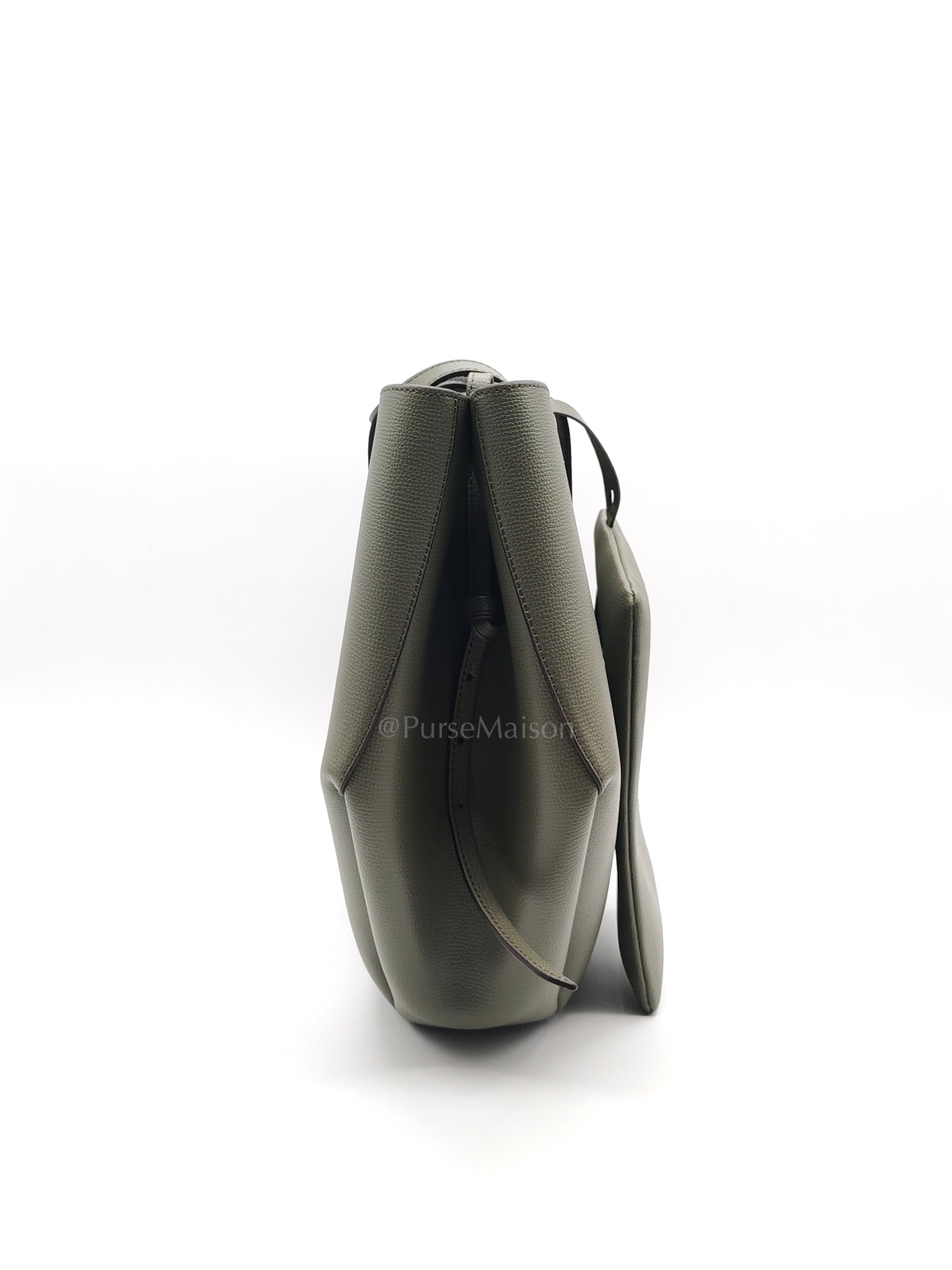 Cyme Shoulder Bag Large in Smoky Green Texture Leather | Purse Maison Luxury Bags Shop