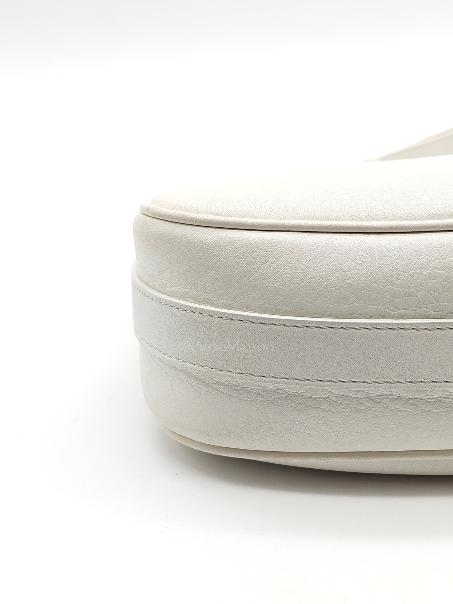D Charm Pochette Shoulder Bag in White & Silver Hardware | Purse Maison Luxury Bags Shop