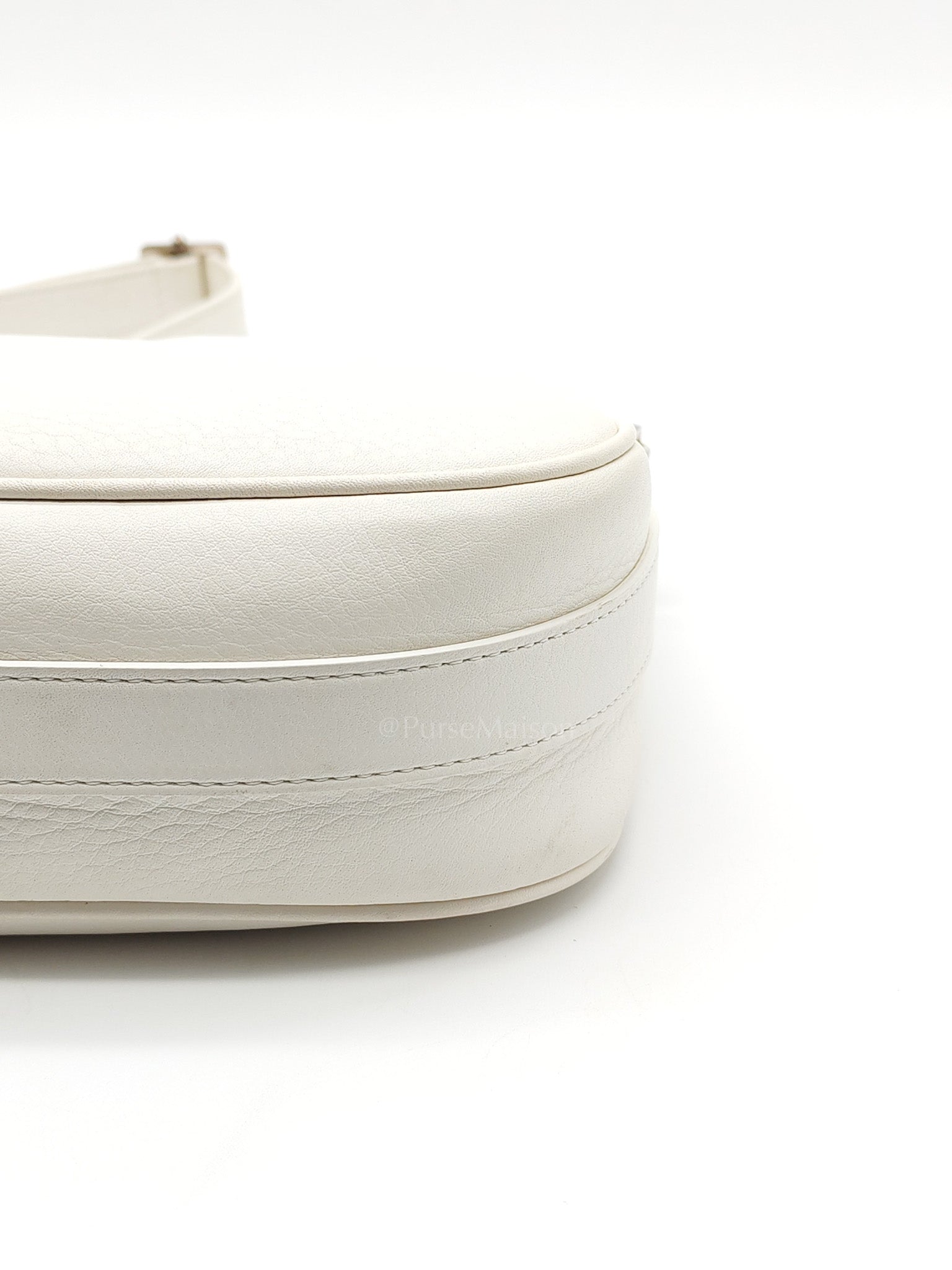 D Charm Pochette Shoulder Bag in White & Silver Hardware | Purse Maison Luxury Bags Shop