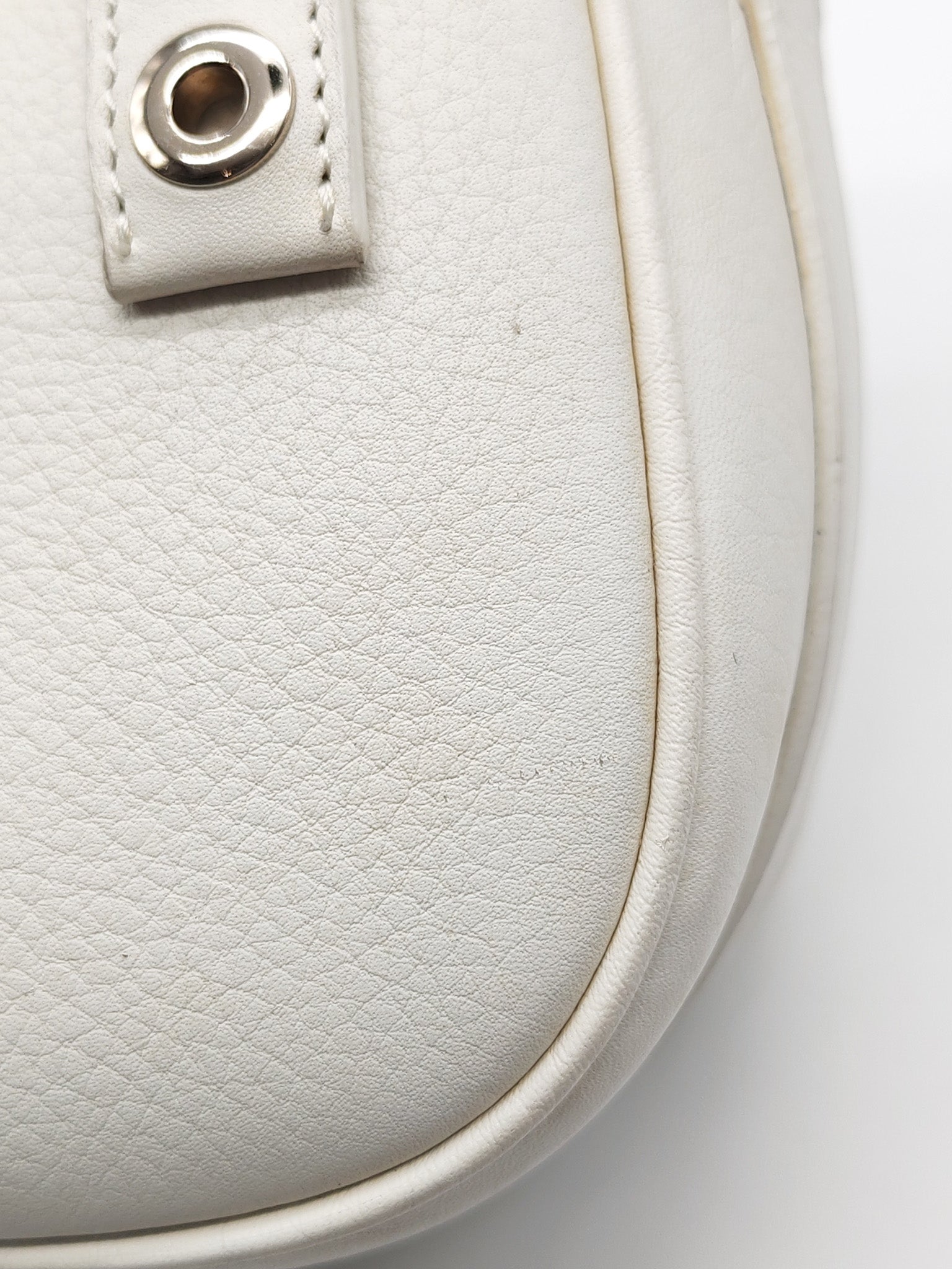 D Charm Pochette Shoulder Bag in White & Silver Hardware | Purse Maison Luxury Bags Shop