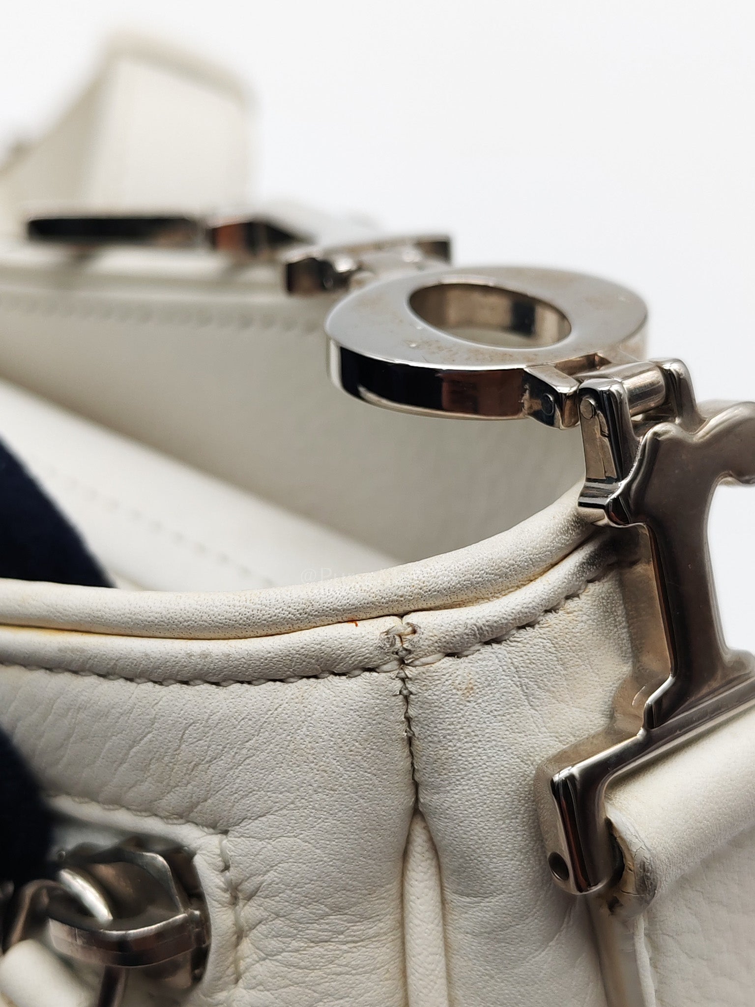 D Charm Pochette Shoulder Bag in White & Silver Hardware | Purse Maison Luxury Bags Shop