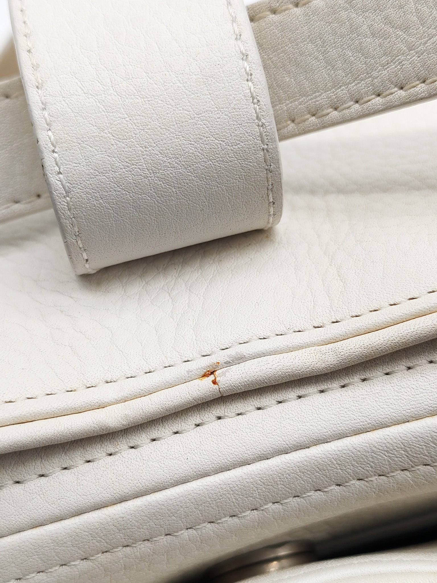 D Charm Pochette Shoulder Bag in White & Silver Hardware | Purse Maison Luxury Bags Shop