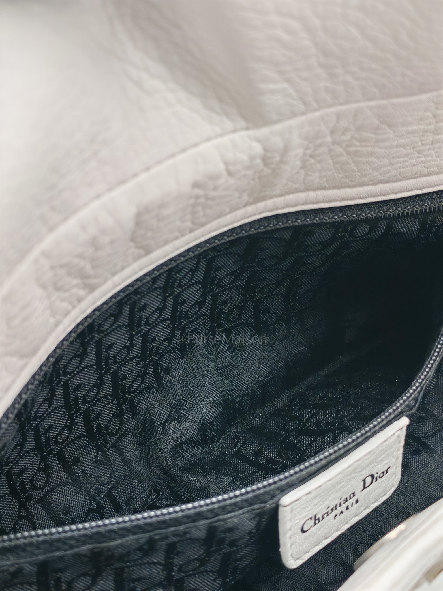 D Charm Pochette Shoulder Bag in White & Silver Hardware | Purse Maison Luxury Bags Shop
