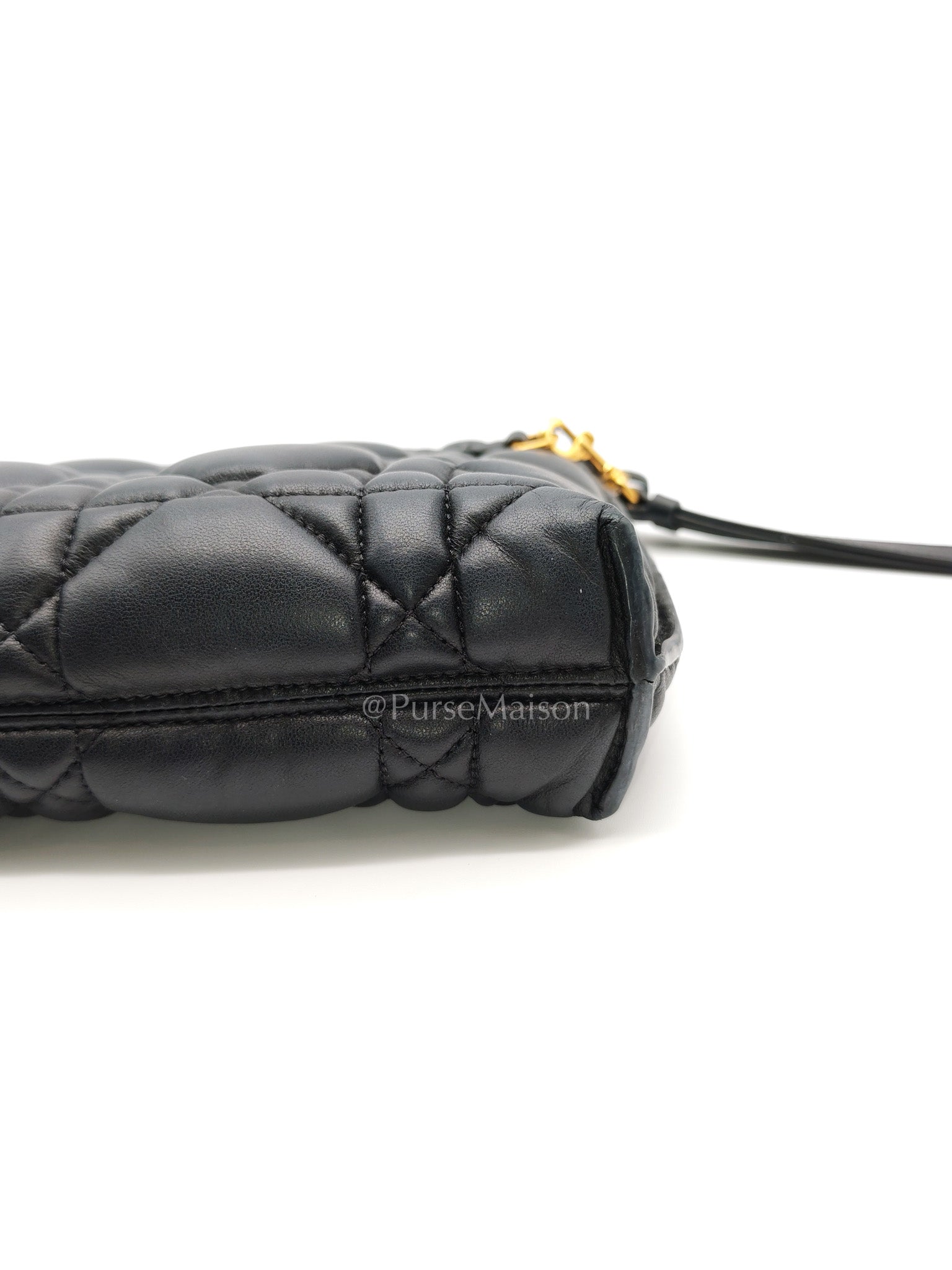 D-Every Large Black Cannage Quilt Lambskin Caro Pouch | Purse Maison Luxury Bags Shop