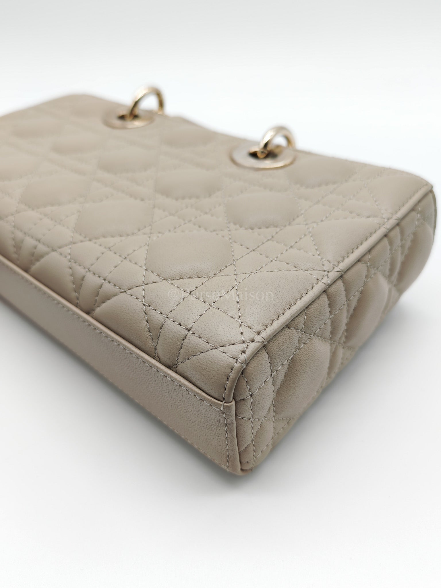 D-Joy Medium Sable Cannage lambskin Leather in Light Gold Hardware | Purse Maison Luxury Bags Shop