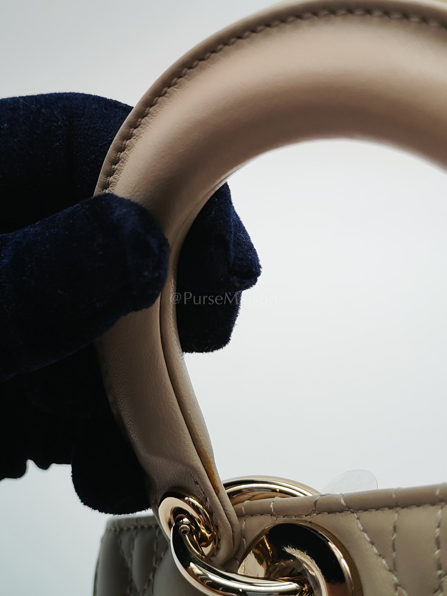 D-Joy Medium Sable Cannage lambskin Leather in Light Gold Hardware | Purse Maison Luxury Bags Shop