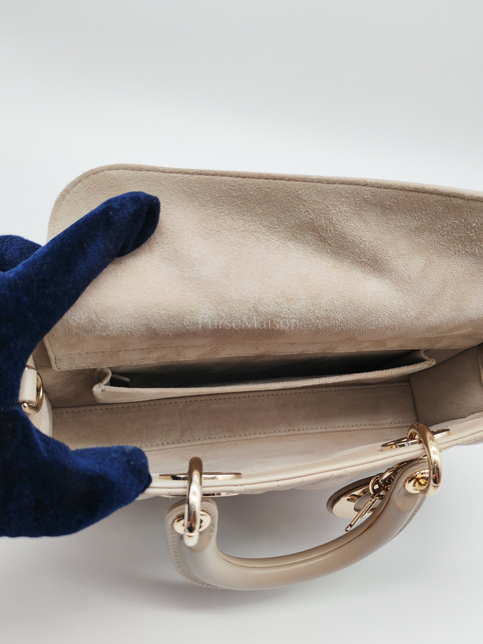 D-Joy Medium Sable Cannage lambskin Leather in Light Gold Hardware | Purse Maison Luxury Bags Shop