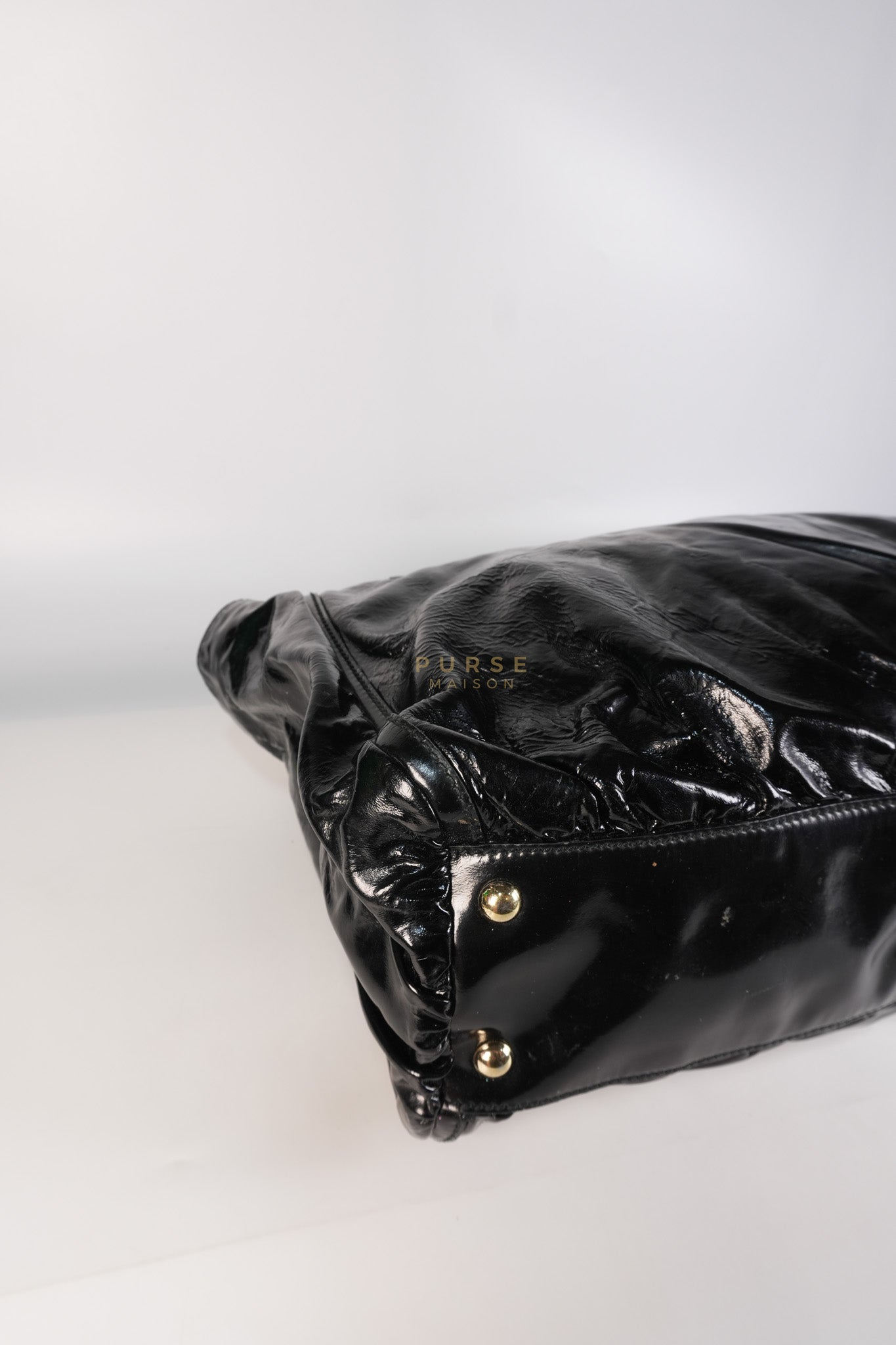 D-Ring Patent Leather Tote Bag in Black | Purse Maison Luxury Bags Shop