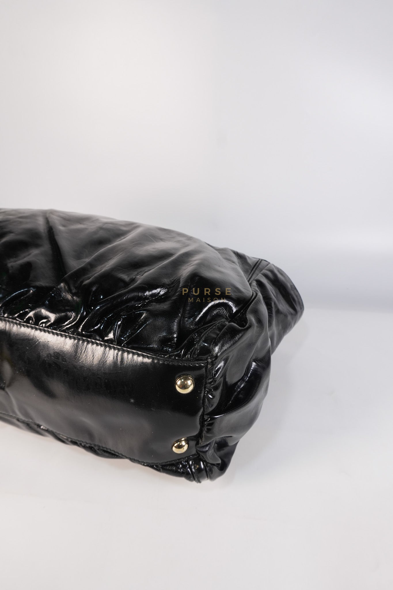 D-Ring Patent Leather Tote Bag in Black | Purse Maison Luxury Bags Shop