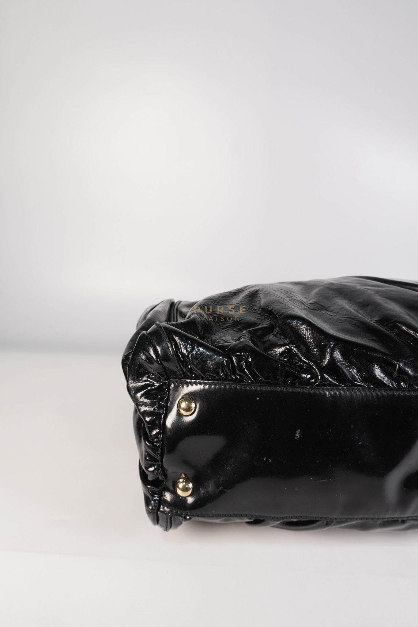 D-Ring Patent Leather Tote Bag in Black | Purse Maison Luxury Bags Shop