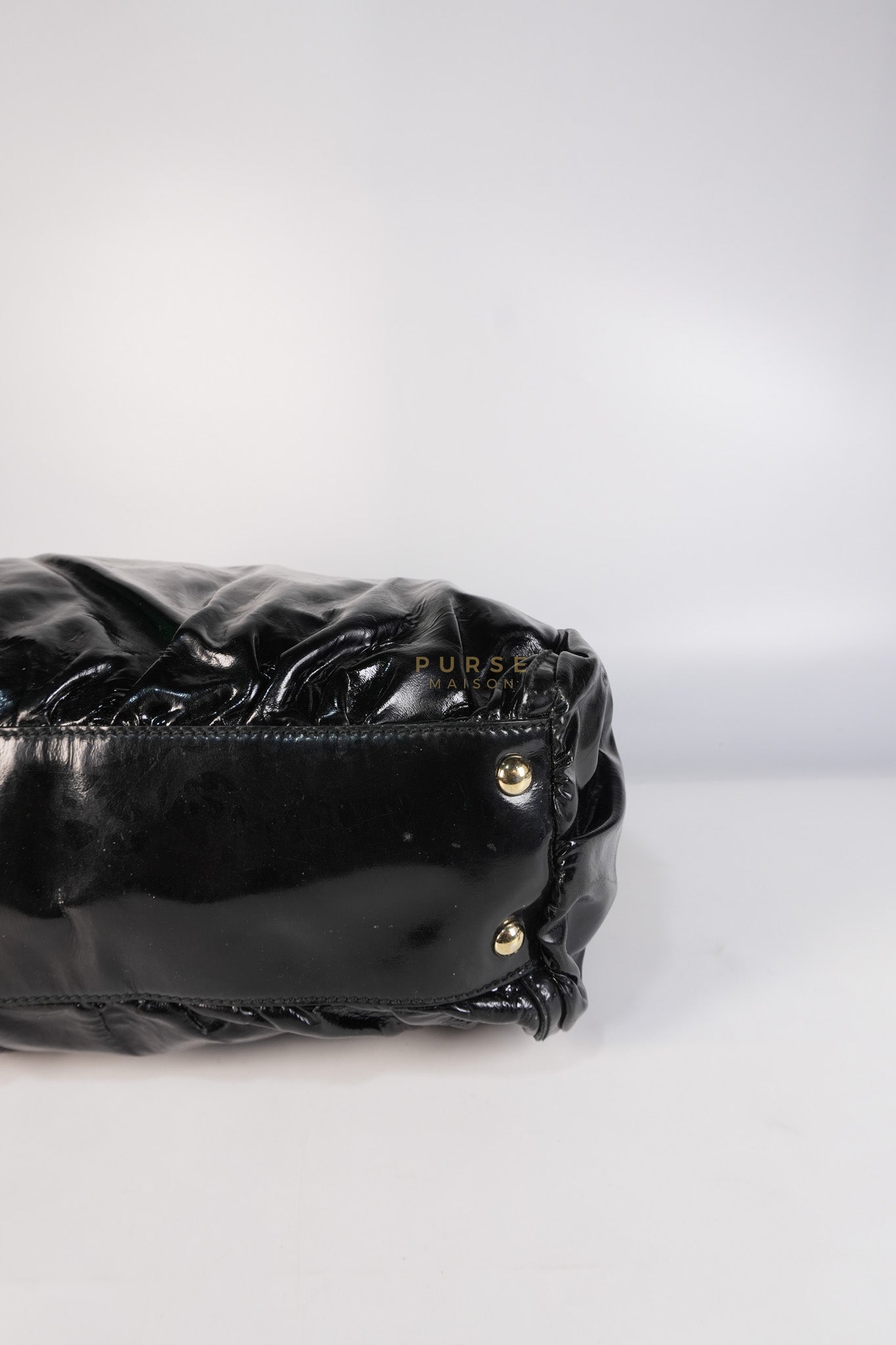 D-Ring Patent Leather Tote Bag in Black | Purse Maison Luxury Bags Shop