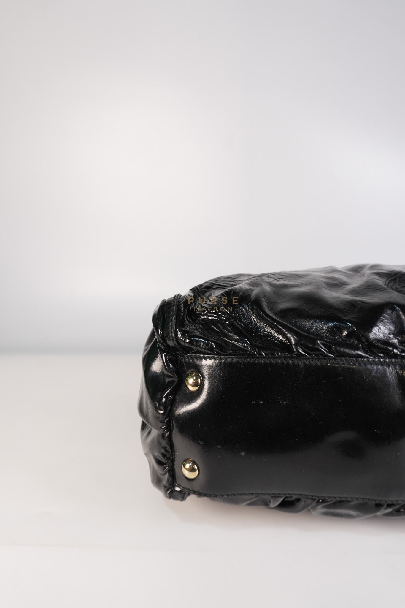 D-Ring Patent Leather Tote Bag in Black | Purse Maison Luxury Bags Shop