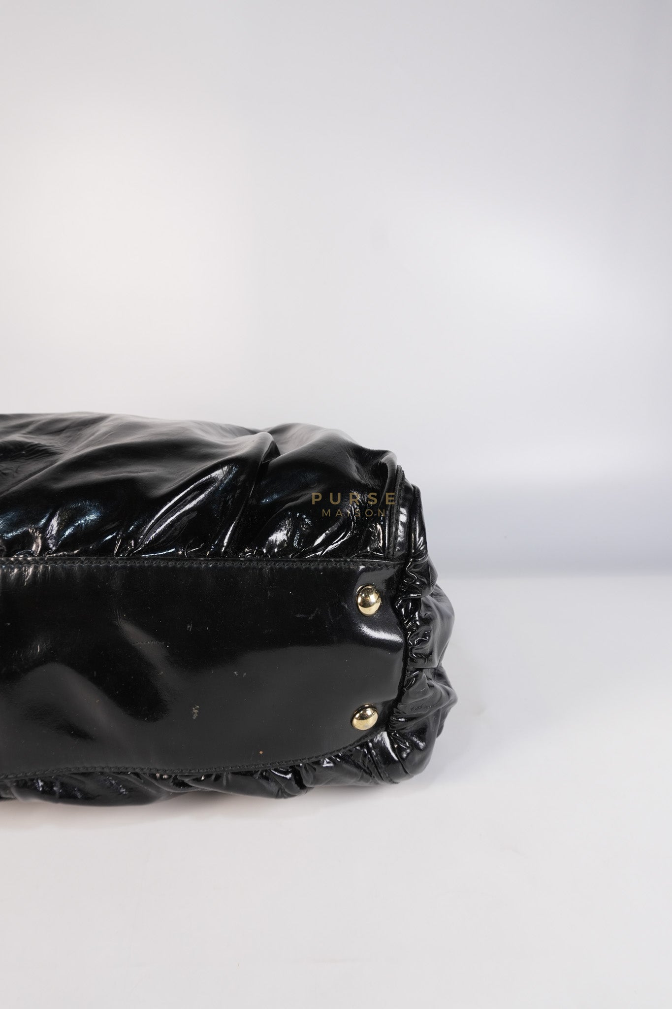 D-Ring Patent Leather Tote Bag in Black | Purse Maison Luxury Bags Shop