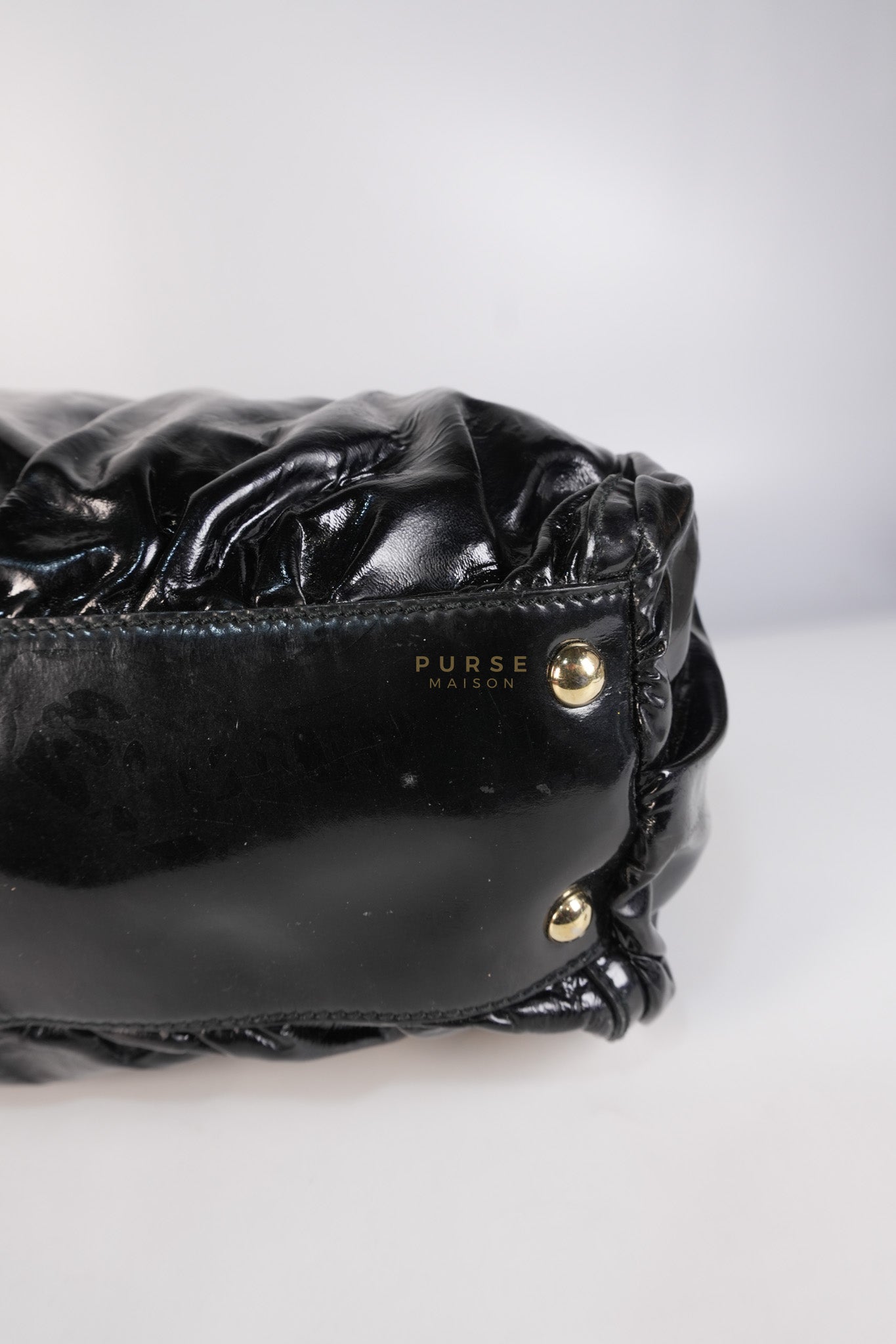 D-Ring Patent Leather Tote Bag in Black | Purse Maison Luxury Bags Shop