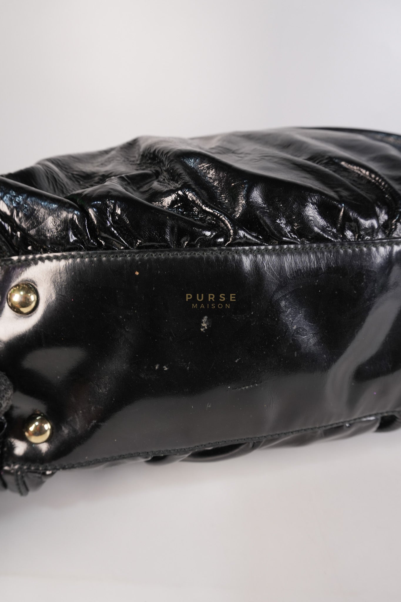 D-Ring Patent Leather Tote Bag in Black | Purse Maison Luxury Bags Shop