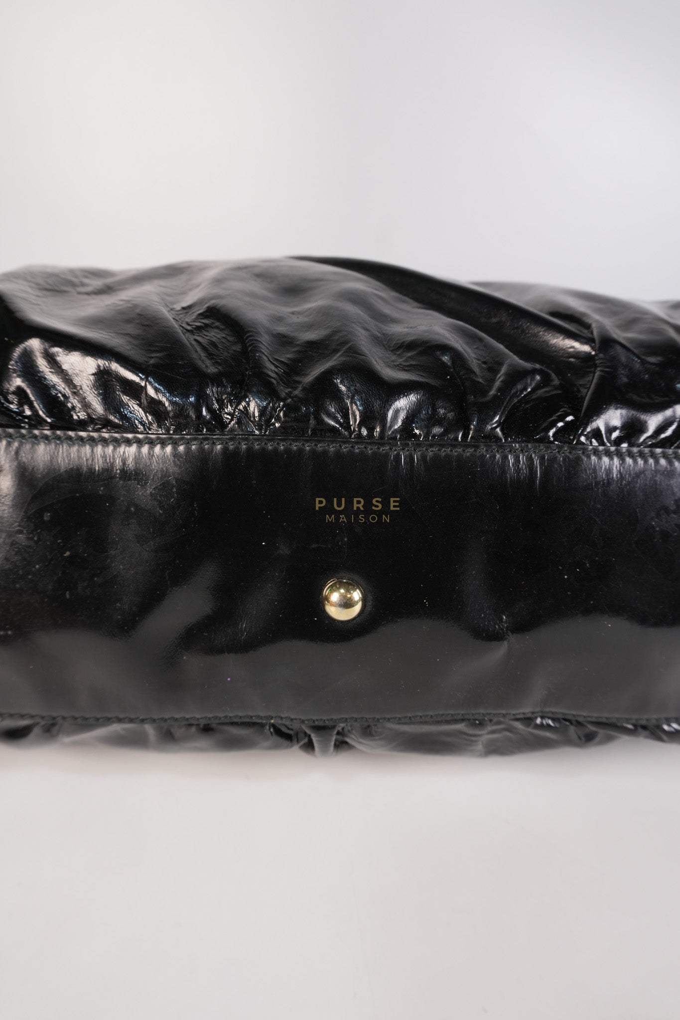 D-Ring Patent Leather Tote Bag in Black | Purse Maison Luxury Bags Shop