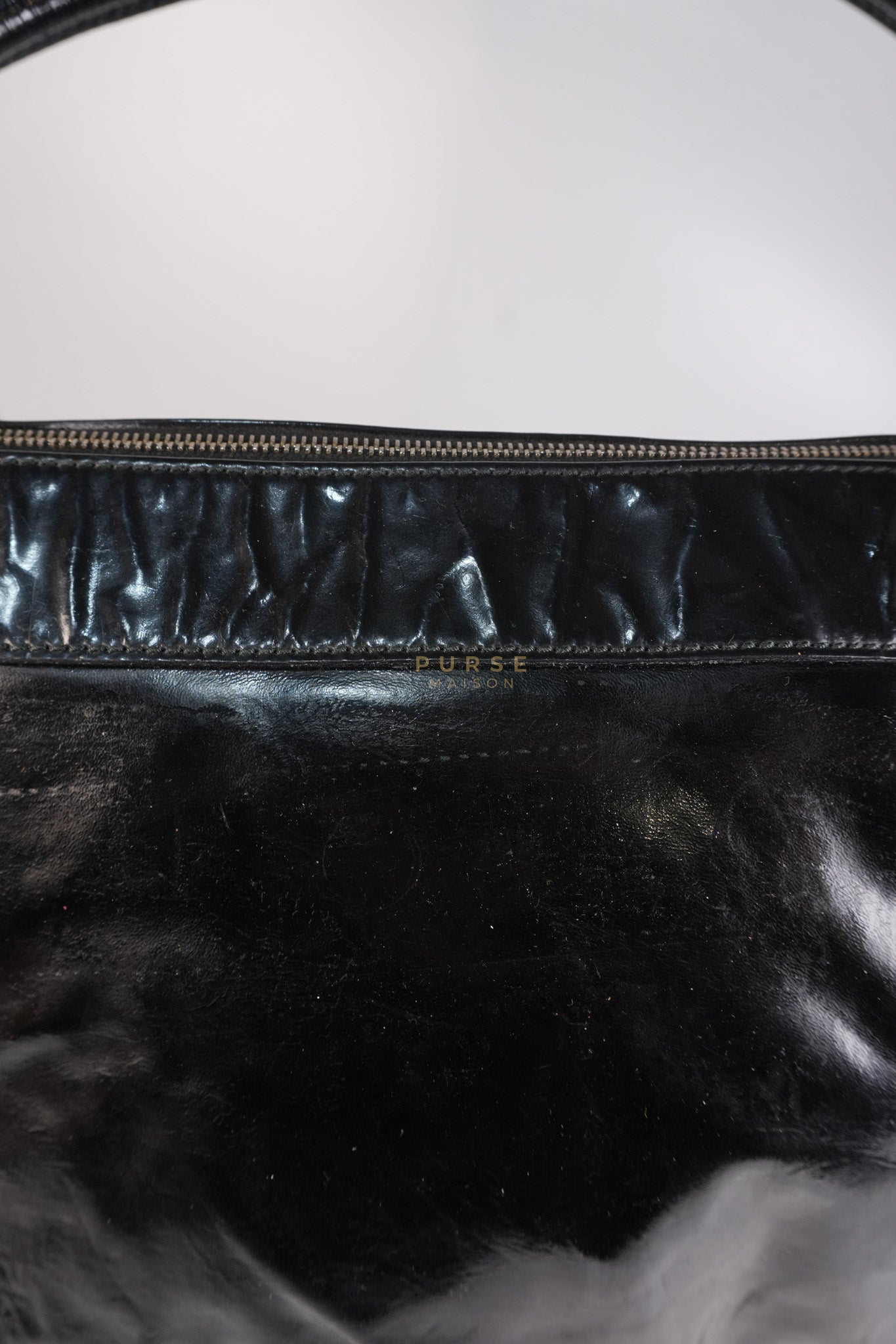 D-Ring Patent Leather Tote Bag in Black | Purse Maison Luxury Bags Shop