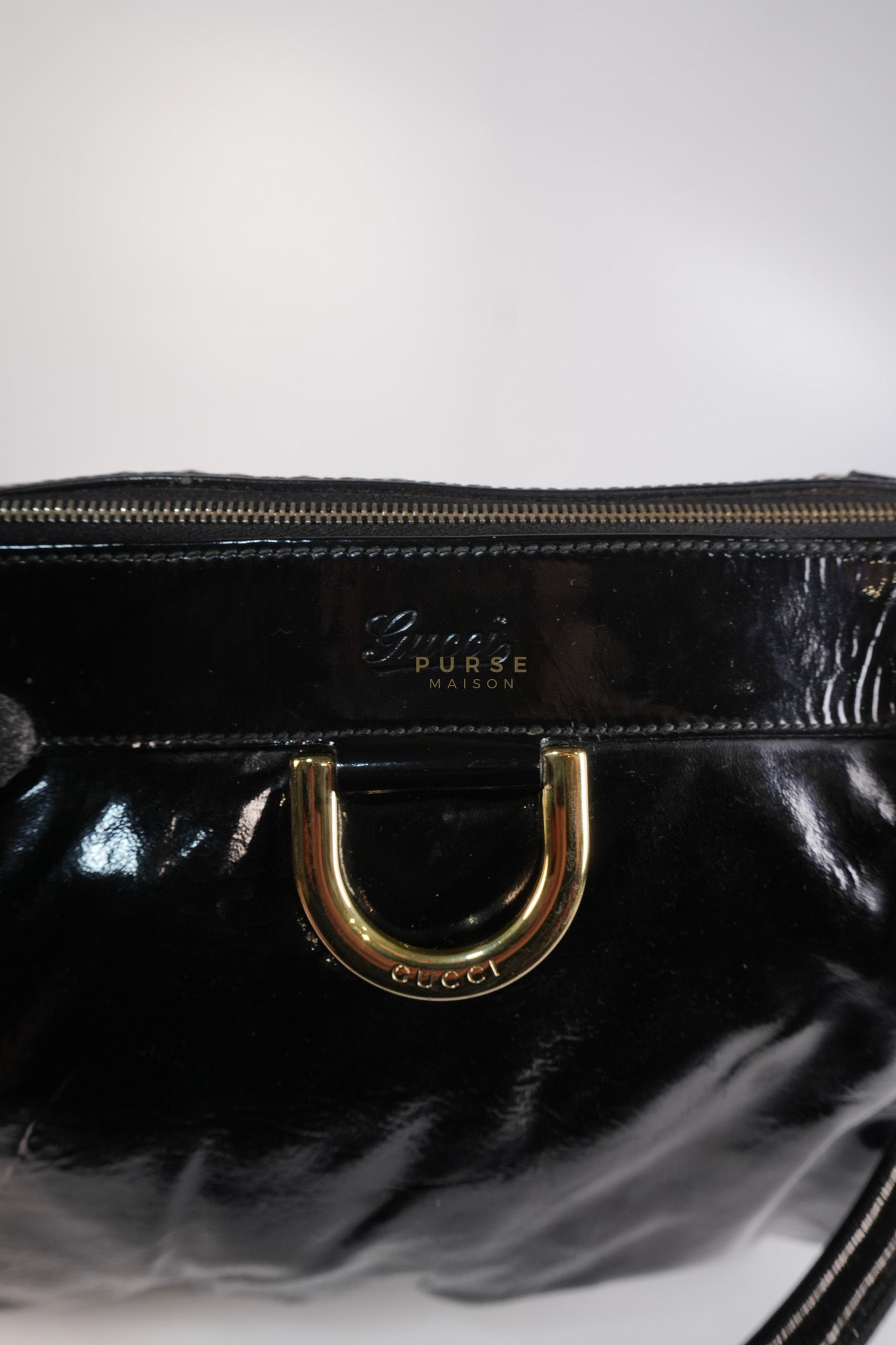 D-Ring Patent Leather Tote Bag in Black | Purse Maison Luxury Bags Shop