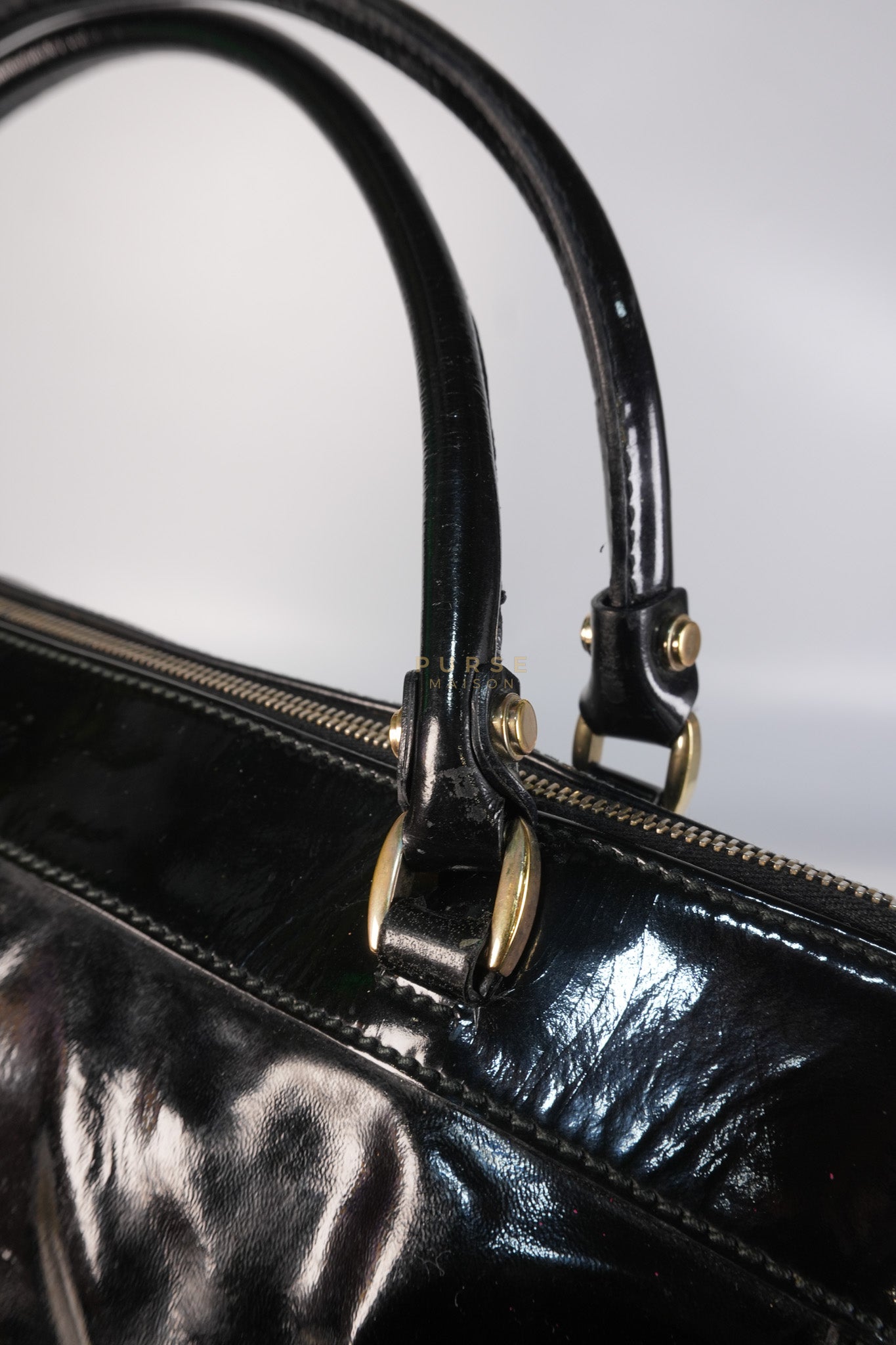 D-Ring Patent Leather Tote Bag in Black | Purse Maison Luxury Bags Shop