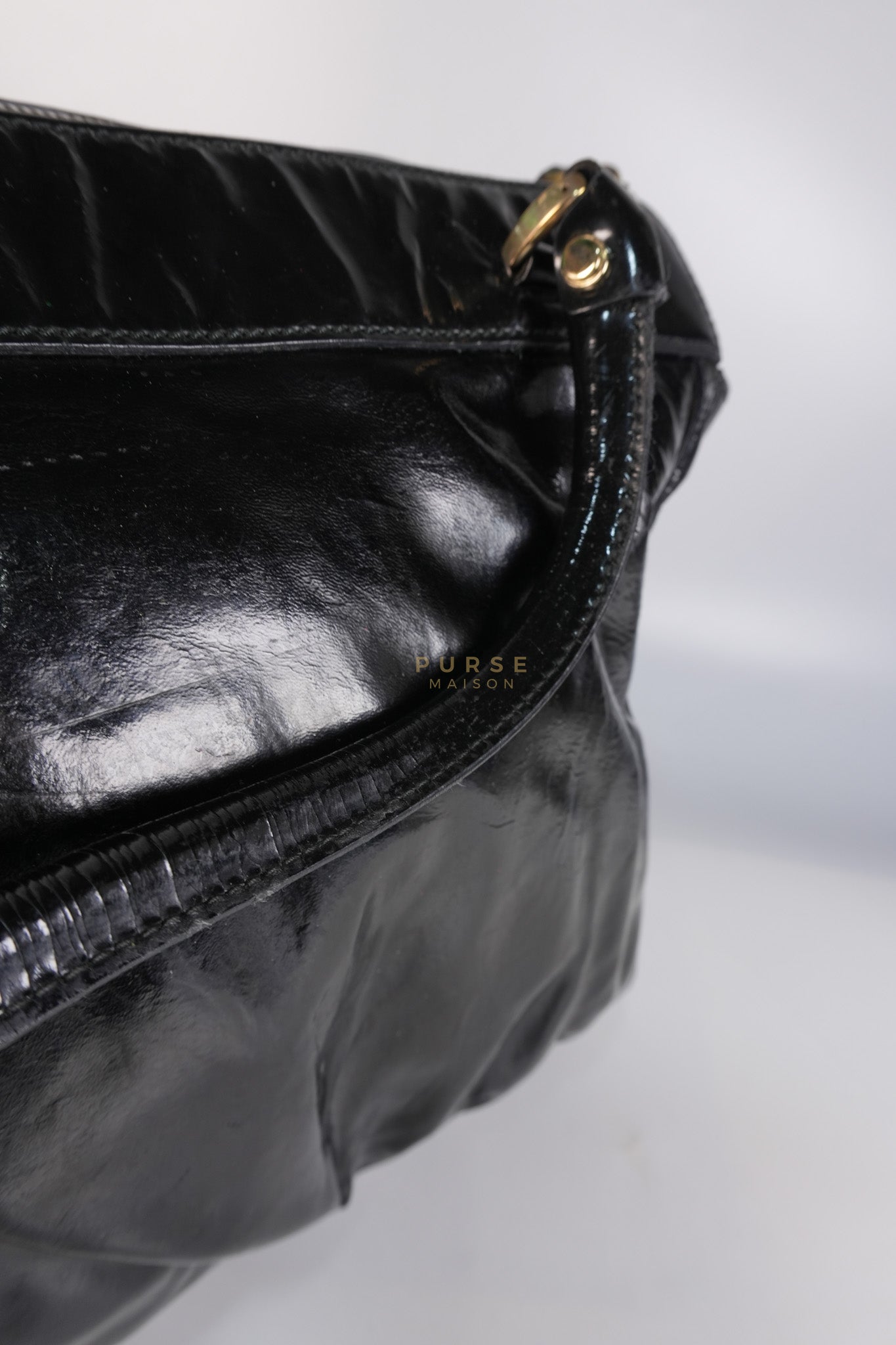 D-Ring Patent Leather Tote Bag in Black | Purse Maison Luxury Bags Shop