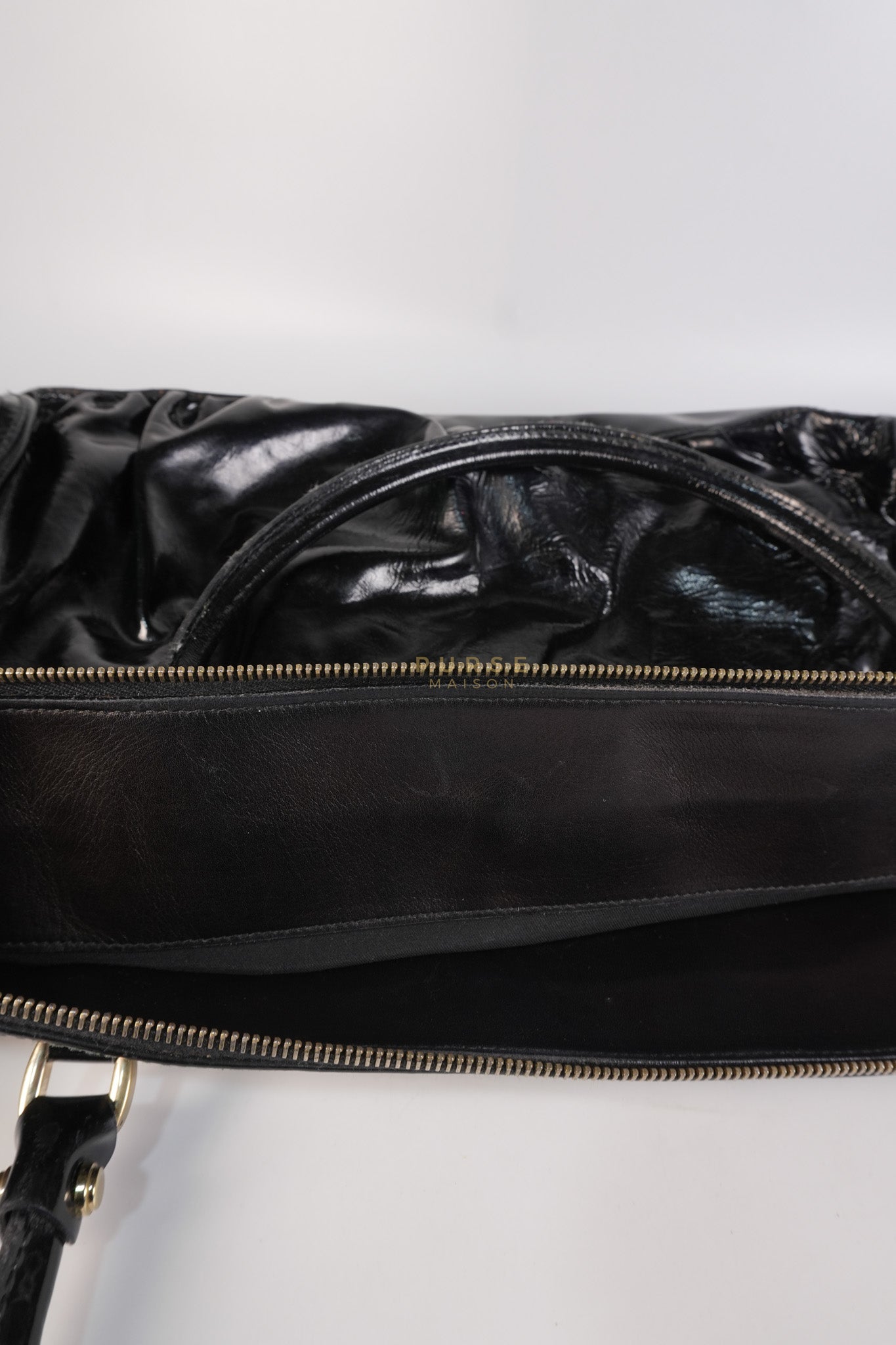 D-Ring Patent Leather Tote Bag in Black | Purse Maison Luxury Bags Shop