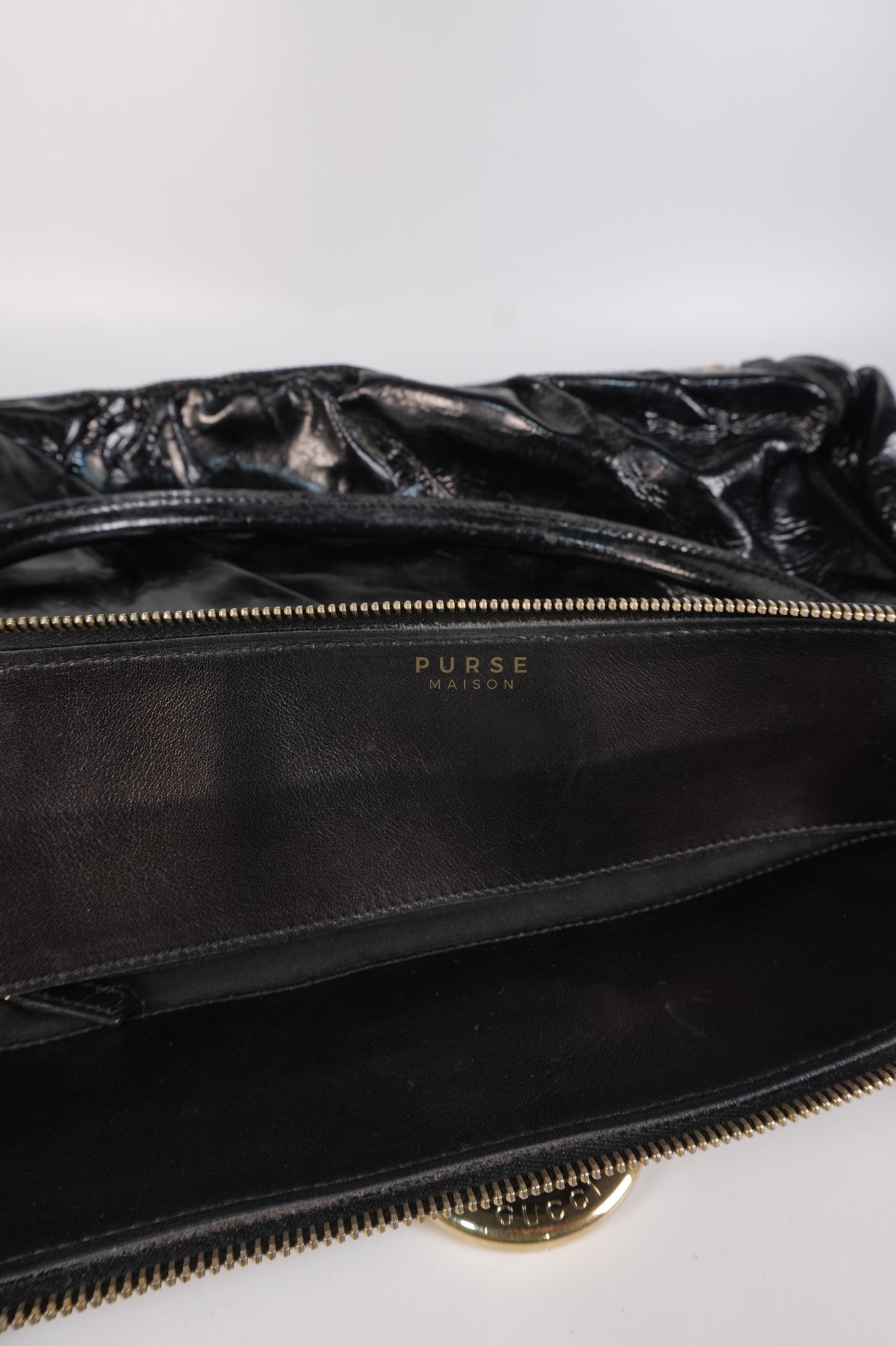 D-Ring Patent Leather Tote Bag in Black | Purse Maison Luxury Bags Shop