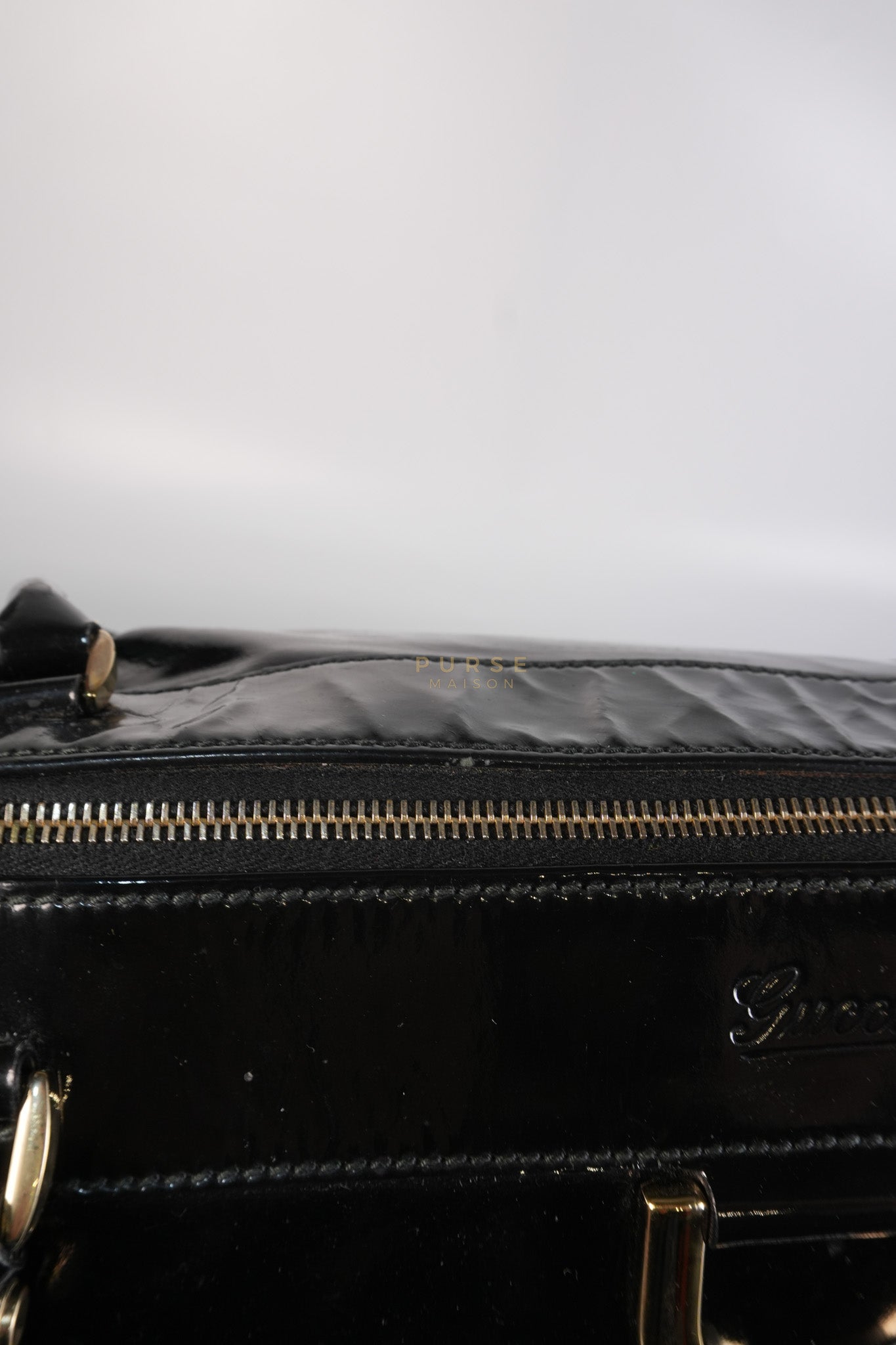 D-Ring Patent Leather Tote Bag in Black | Purse Maison Luxury Bags Shop