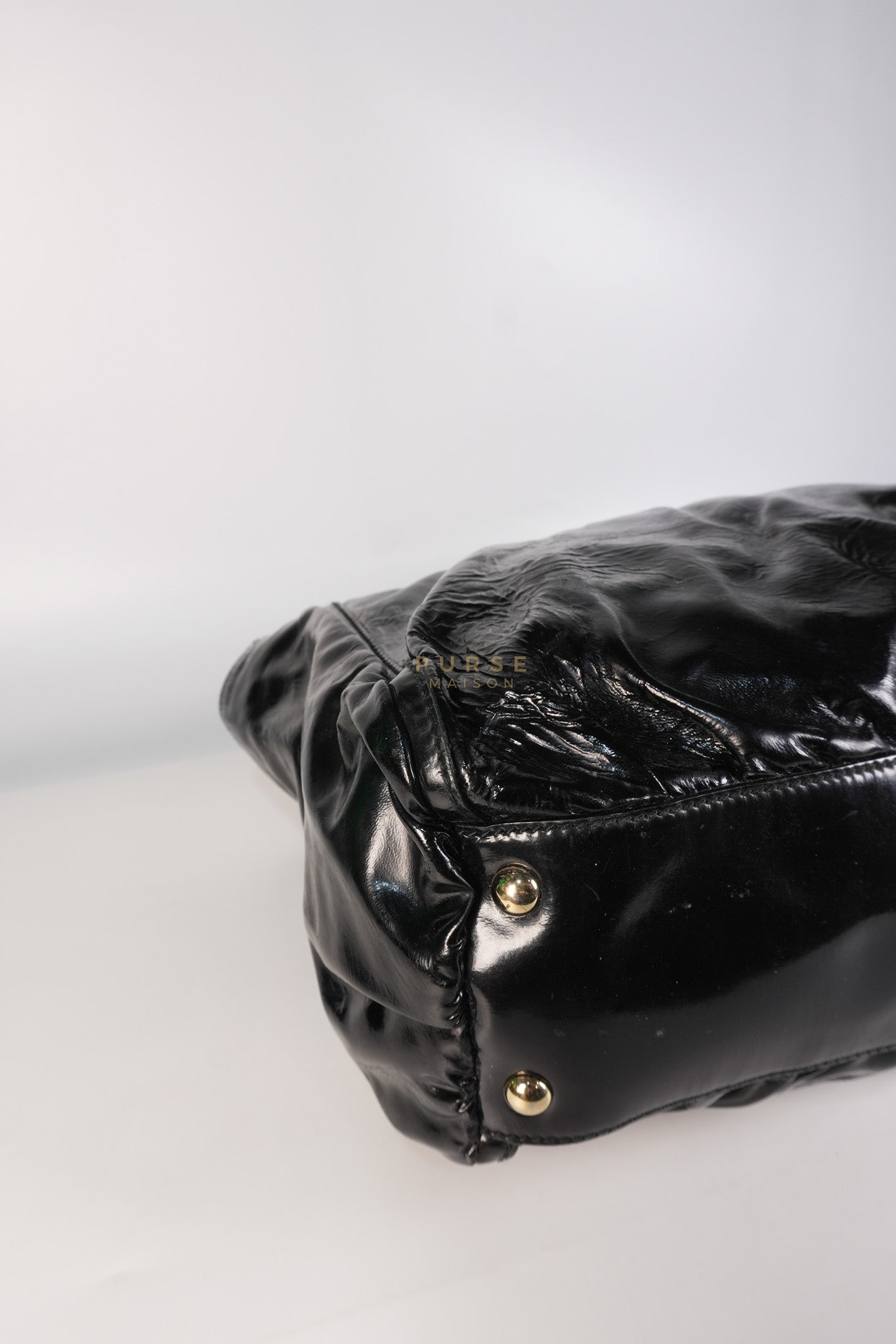 D-Ring Patent Leather Tote Bag in Black | Purse Maison Luxury Bags Shop
