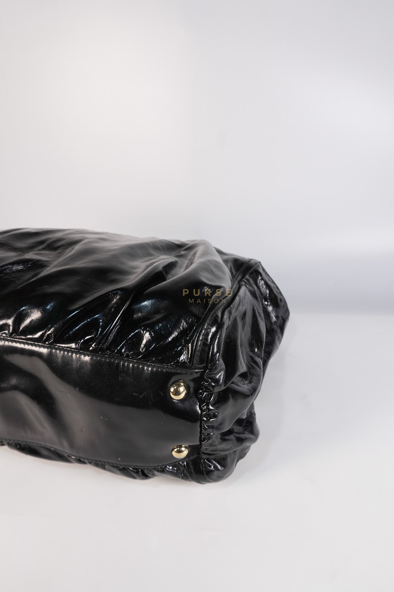 D-Ring Patent Leather Tote Bag in Black | Purse Maison Luxury Bags Shop