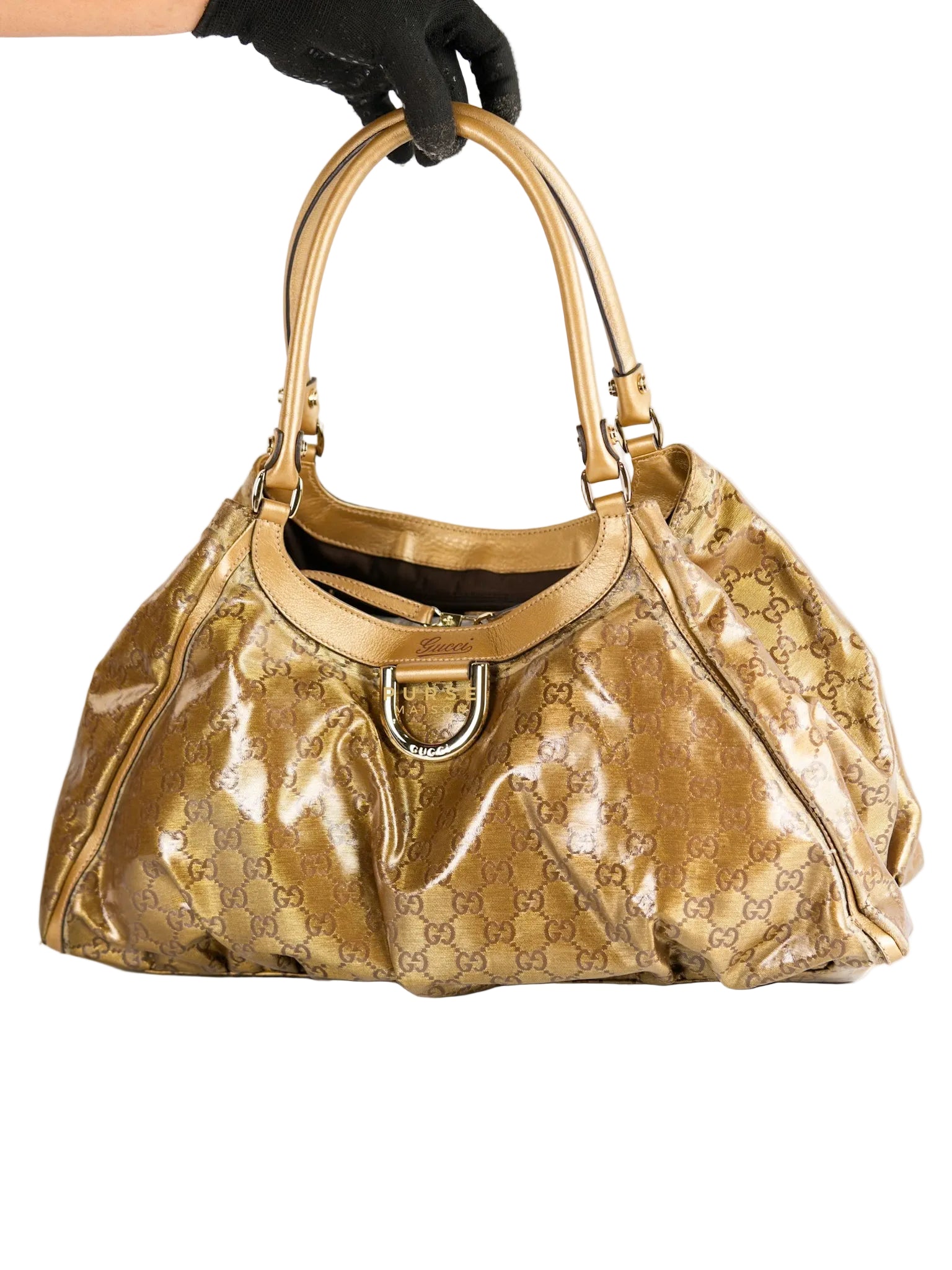 D-ring Tote Bag in Metallic Gold Canvas | Purse Maison Luxury Bags Shop
