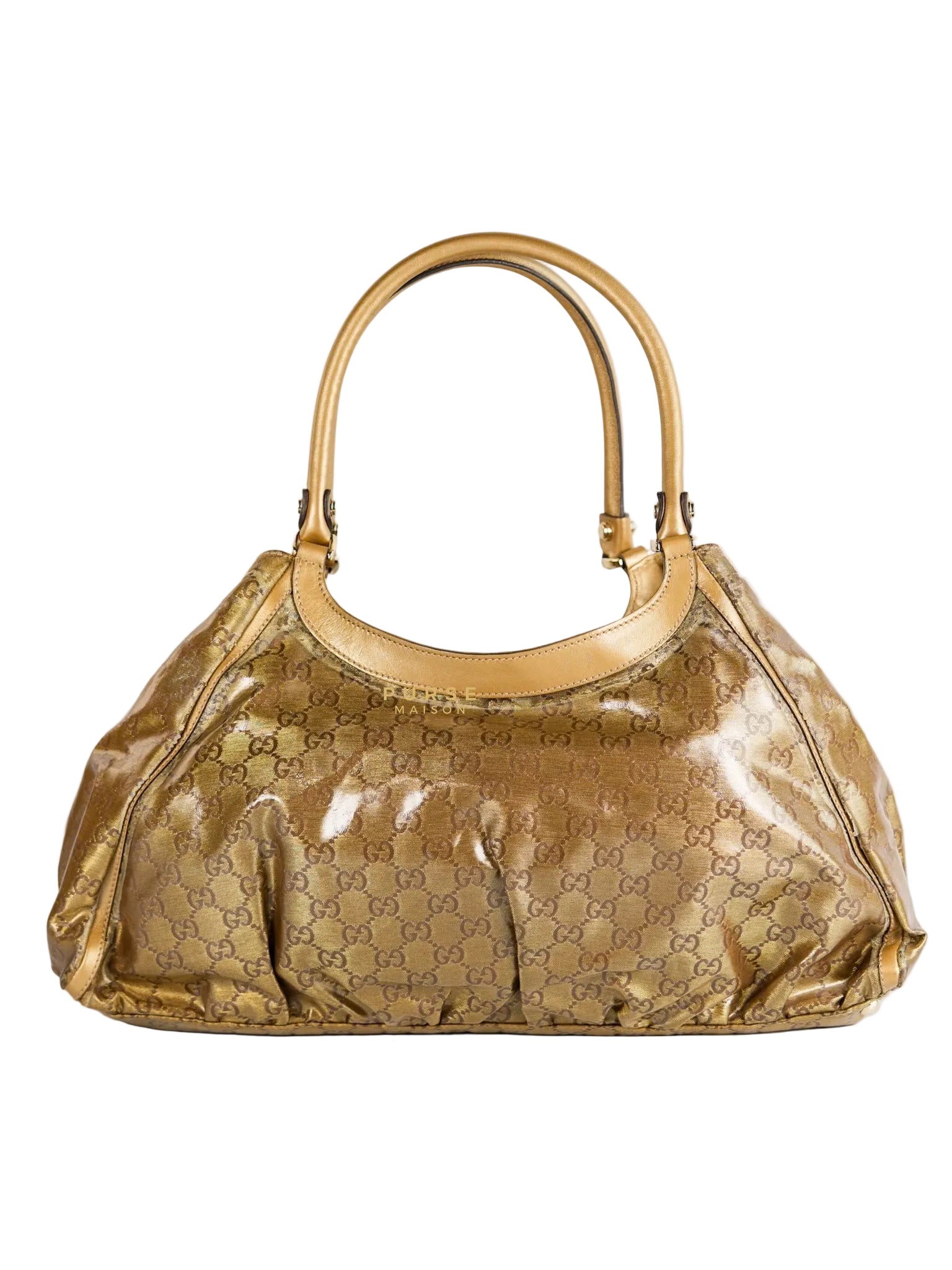 D-ring Tote Bag in Metallic Gold Canvas | Purse Maison Luxury Bags Shop