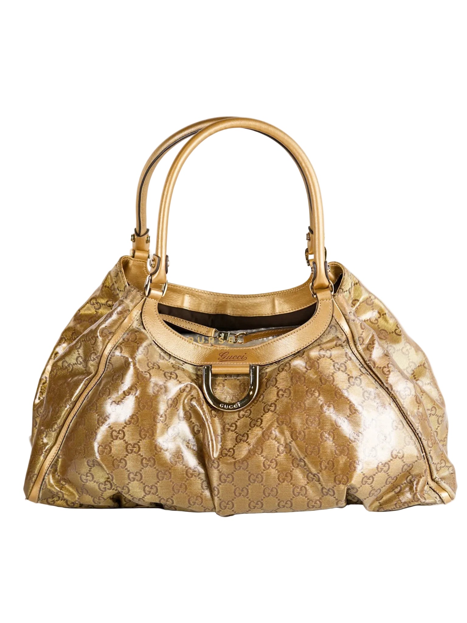 D-ring Tote Bag in Metallic Gold Canvas | Purse Maison Luxury Bags Shop