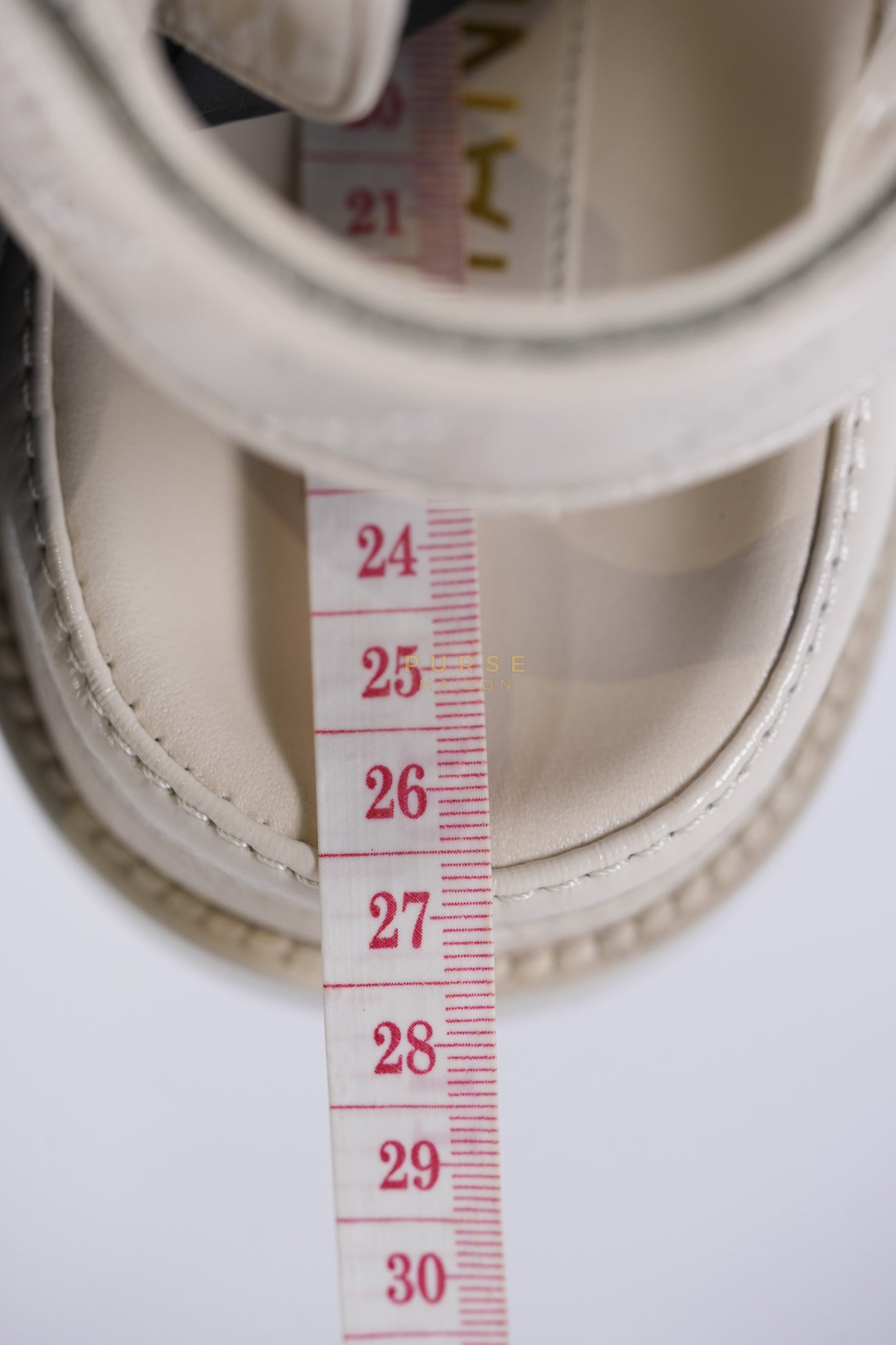 Dad Sandals/ Mandals Light Grey in Shiny Calfskin Leather Size 37.5 (26 cm) | Purse Maison Luxury Bags Shop