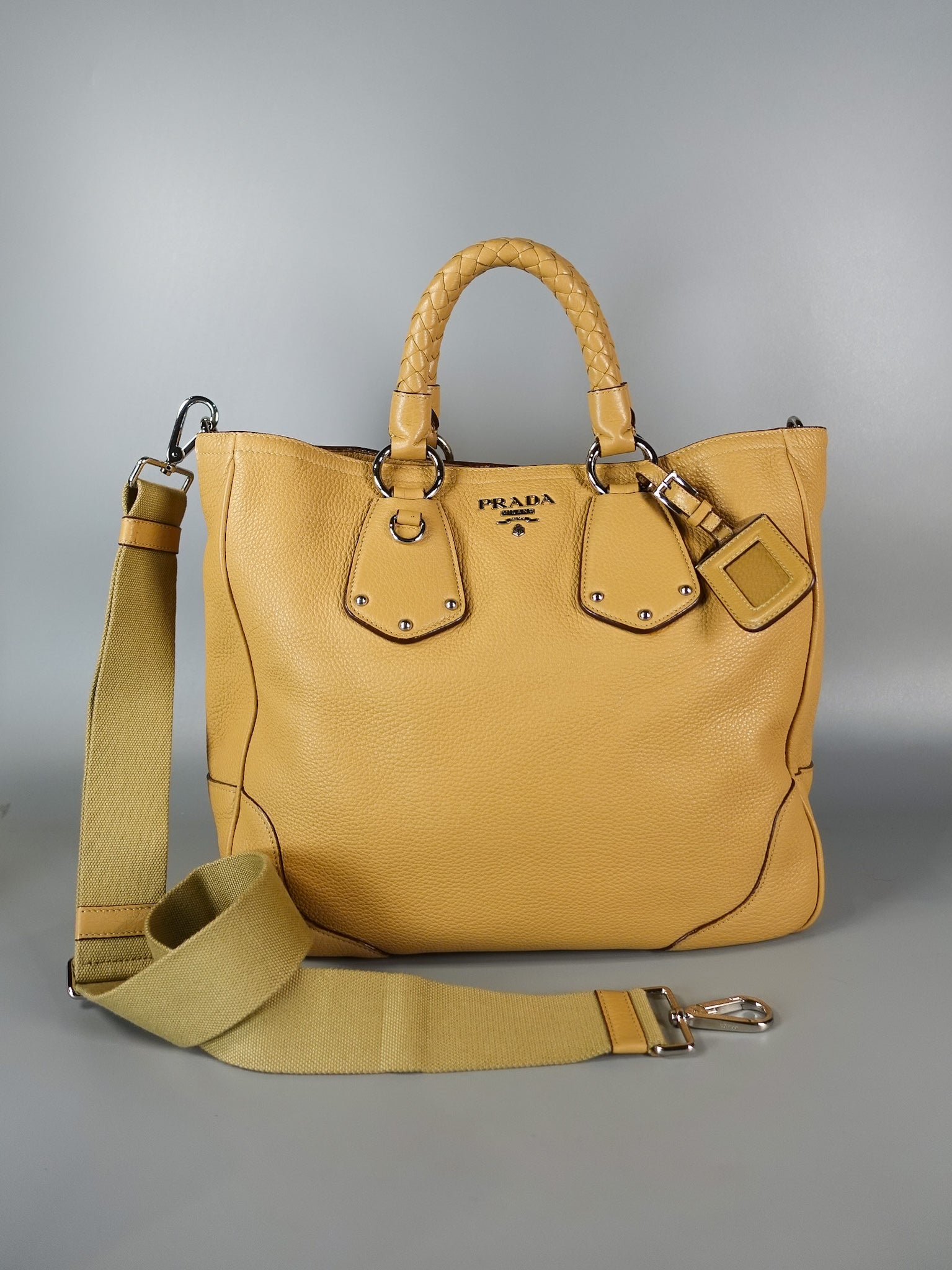Daino Vitello Braided Handle Open Tote Bag | Purse Maison Luxury Bags Shop