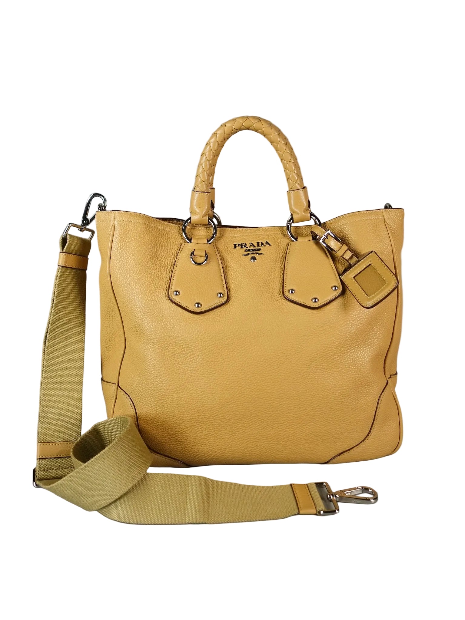 Daino Vitello Braided Handle Open Tote Bag | Purse Maison Luxury Bags Shop