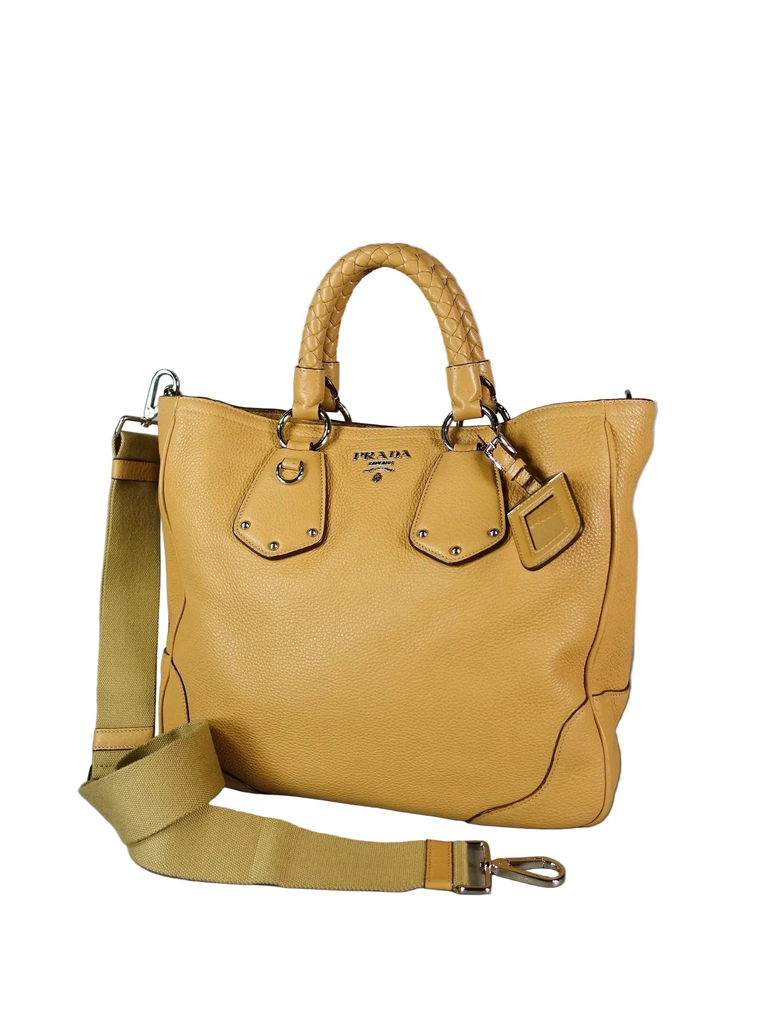 Daino Vitello Braided Handle Open Tote Bag | Purse Maison Luxury Bags Shop