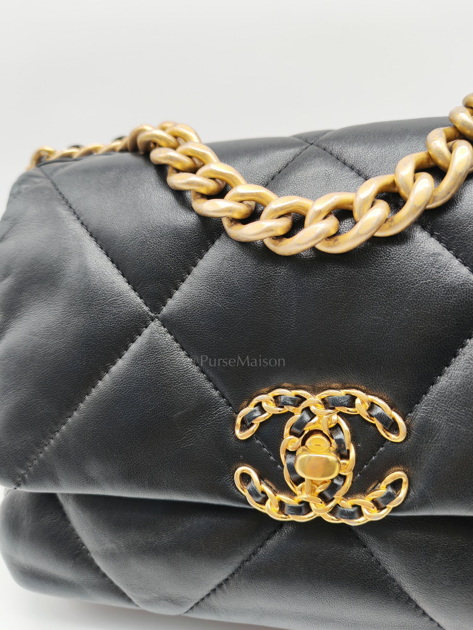 Chanel 19 Small in Black Quilted Lambskin Leather and Mixed hardware Series 30