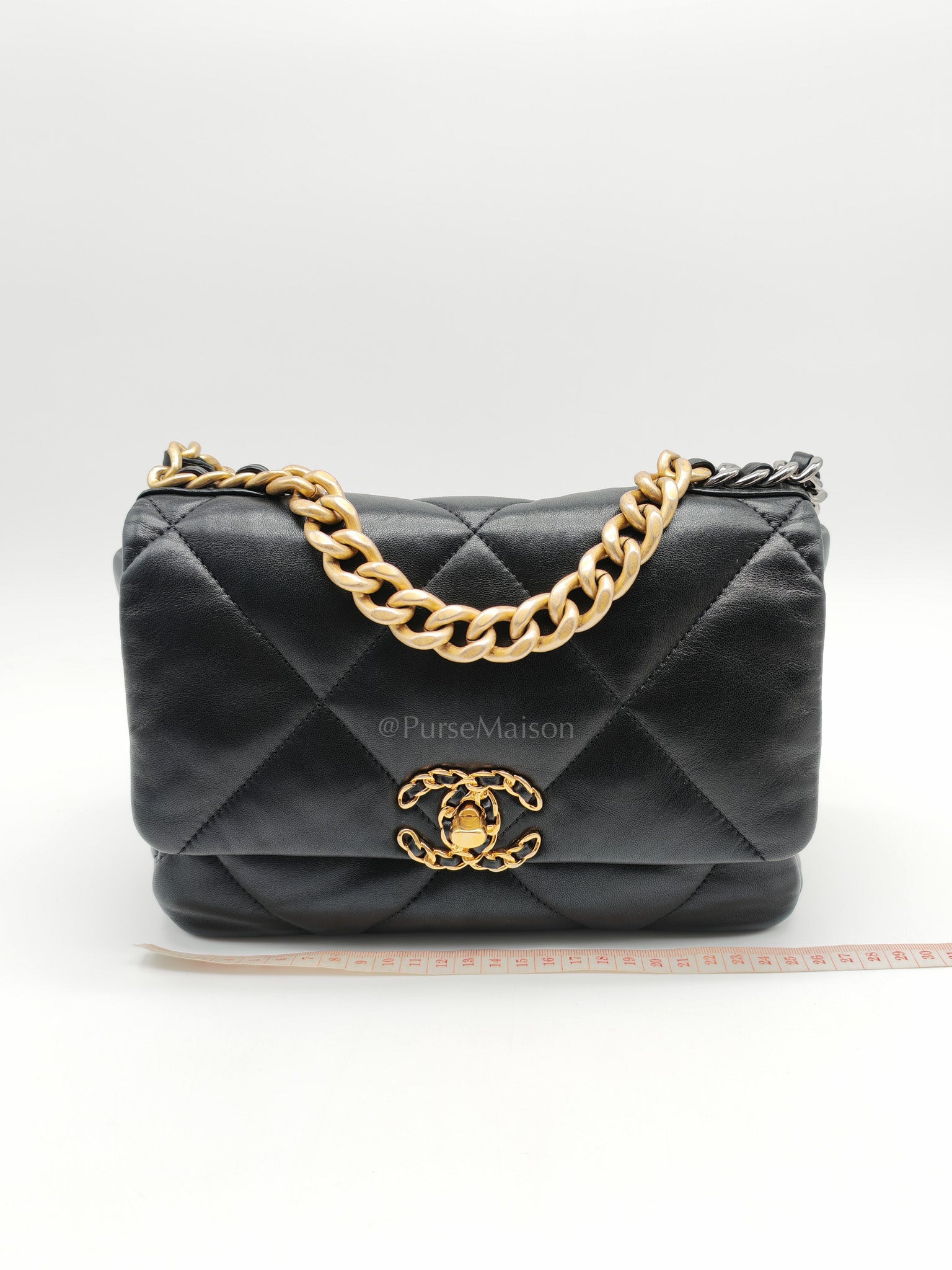 Chanel 19 Small in Black Quilted Lambskin Leather and Mixed hardware Series 30