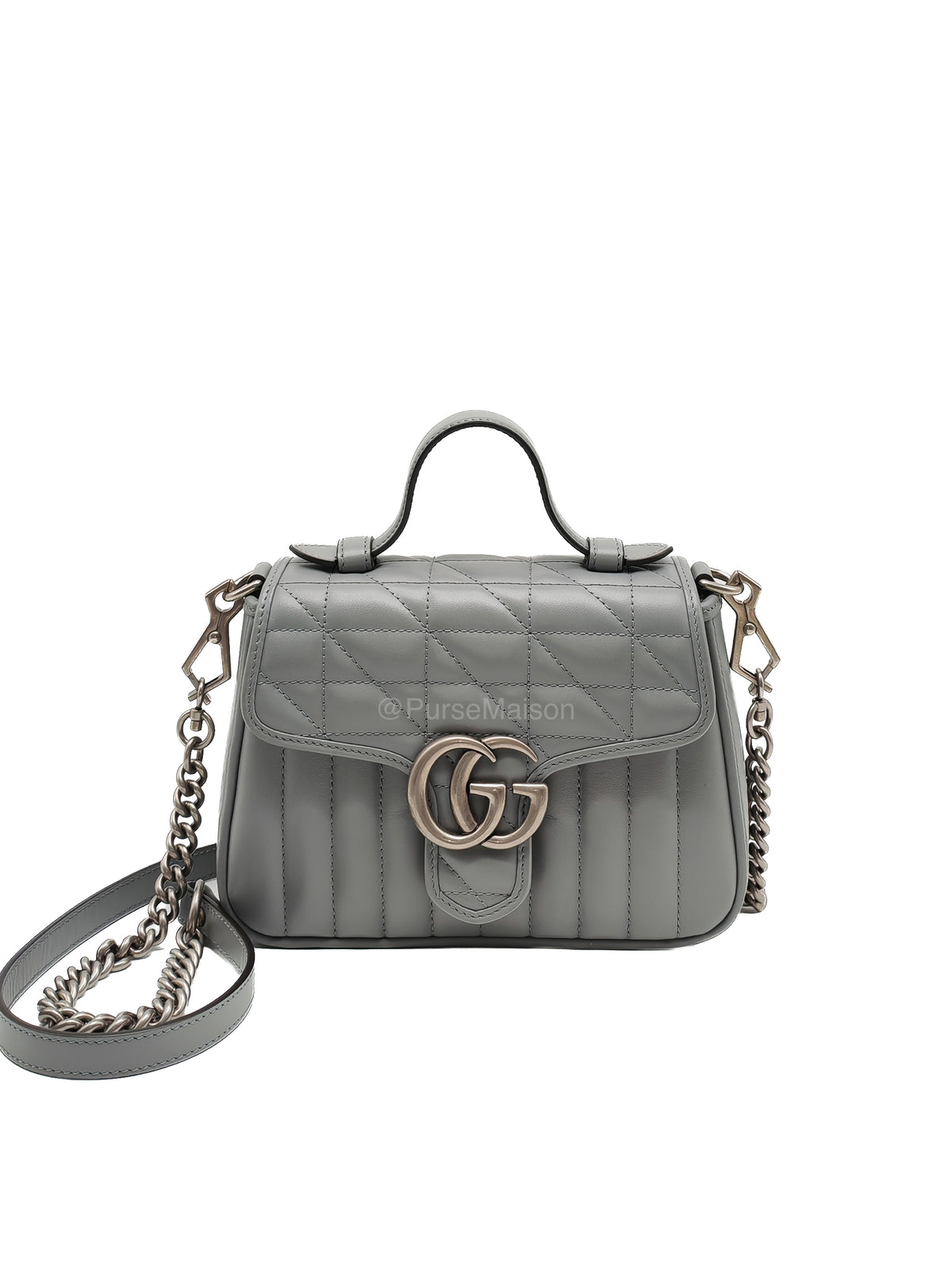 Gucci GG Marmont Mini Top Handle Bag in Gray