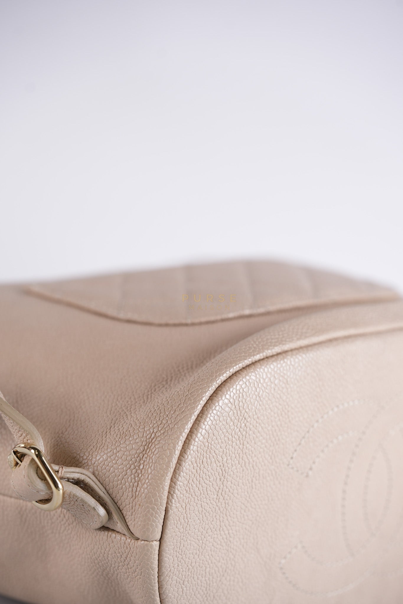 Data Center Backpack in Beige Caviar Leather and Gold Hardware Series 24 | Purse Maison Luxury Bags Shop