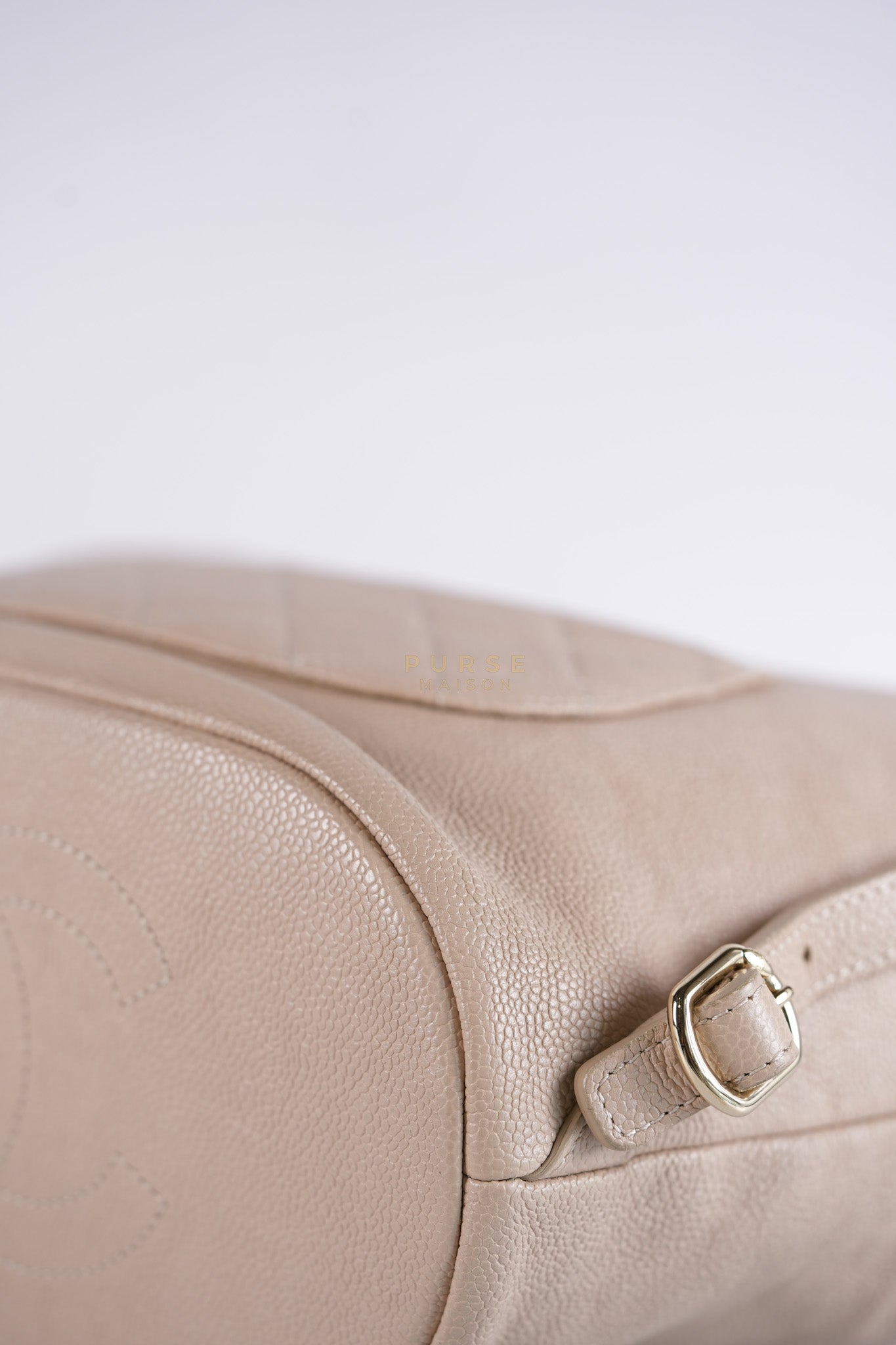 Data Center Backpack in Beige Caviar Leather and Gold Hardware Series 24 | Purse Maison Luxury Bags Shop