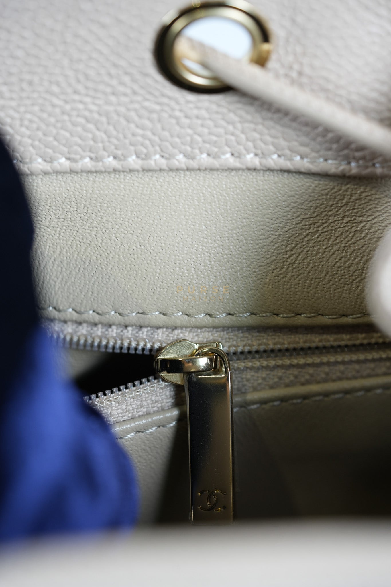 Data Center Backpack in Beige Caviar Leather and Gold Hardware Series 24 | Purse Maison Luxury Bags Shop