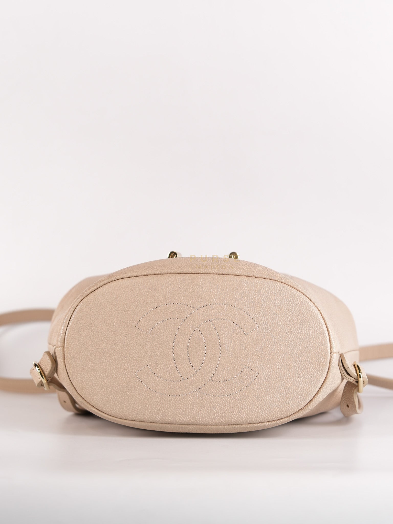 Data Center Backpack in Beige Caviar Leather and Gold Hardware Series 24 | Purse Maison Luxury Bags Shop