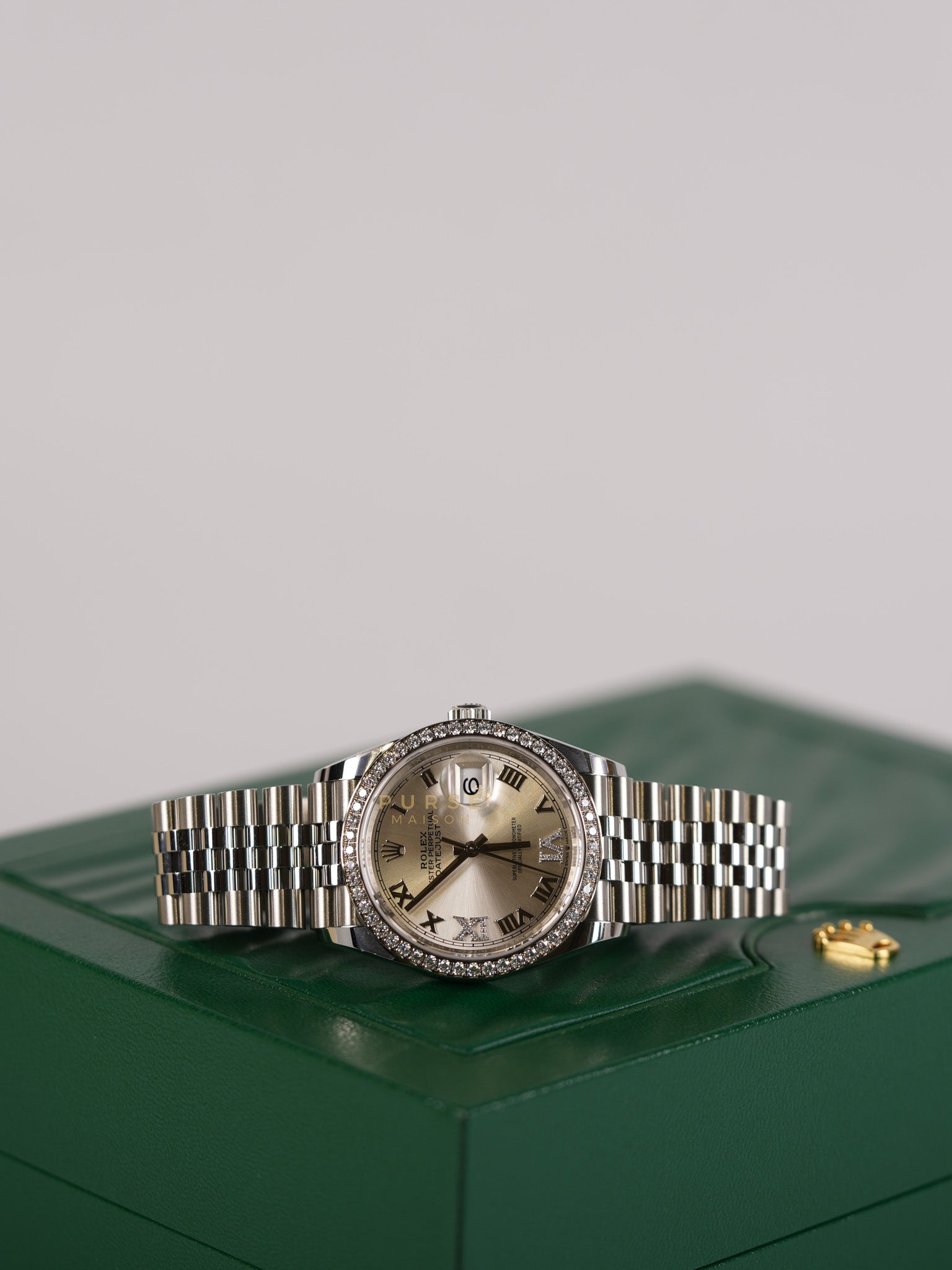 Datejust 36cm Oyster Perpetual with Diamond Bezel Silver Stainless Steel (Reference Number 126284) | Purse Maison Luxury Bags Shop