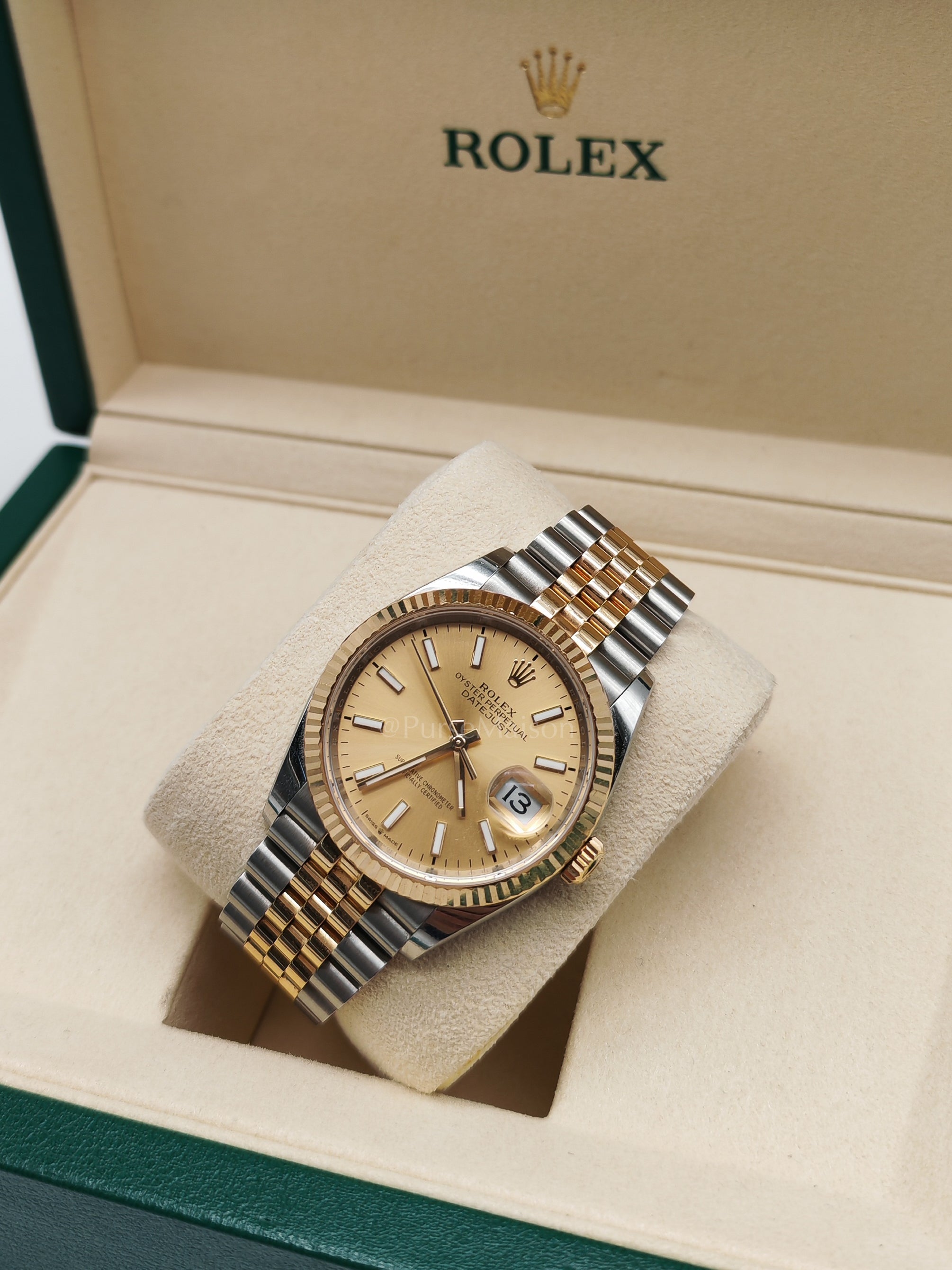 Datejust 36mm Reference 126233 Oyster Steel Yellow Gold Two Tone and Champagne Dial Jubilee Bracelet | Purse Maison Luxury Bags Shop