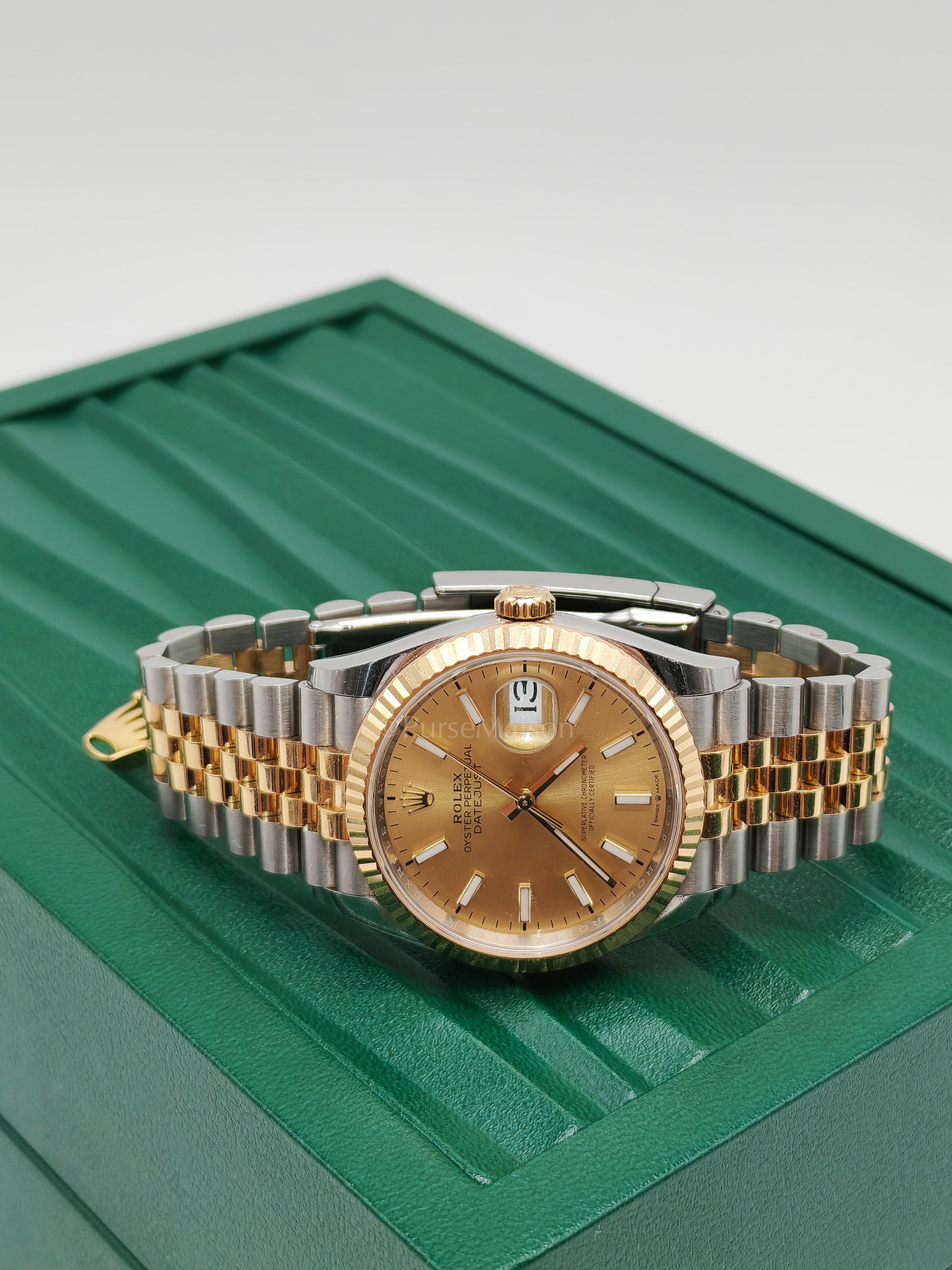 Datejust 36mm Reference 126233 Oyster Steel Yellow Gold Two Tone and Champagne Dial Jubilee Bracelet | Purse Maison Luxury Bags Shop